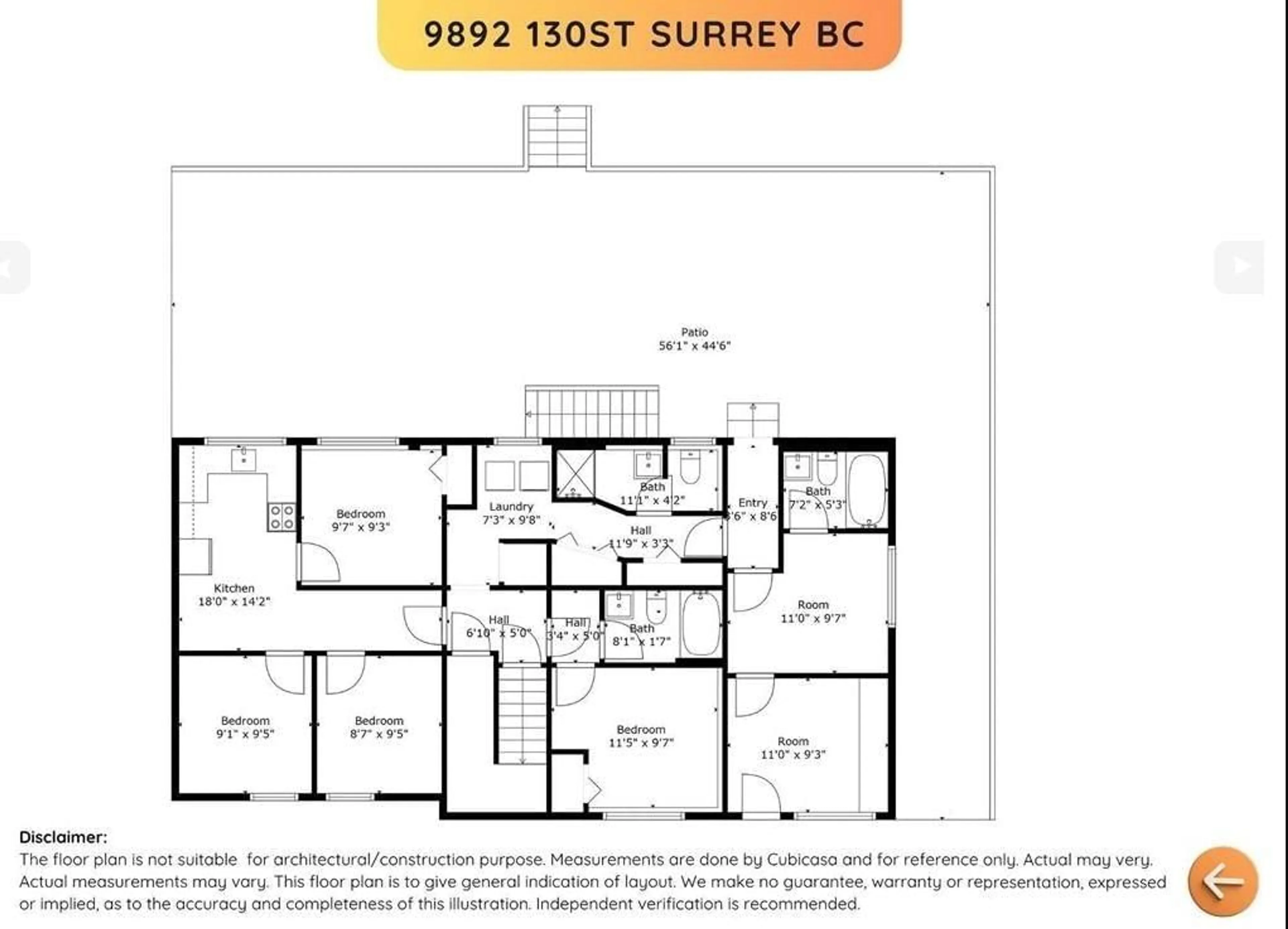 Floor plan for 9892 130 STREET, Surrey British Columbia V3T3L4