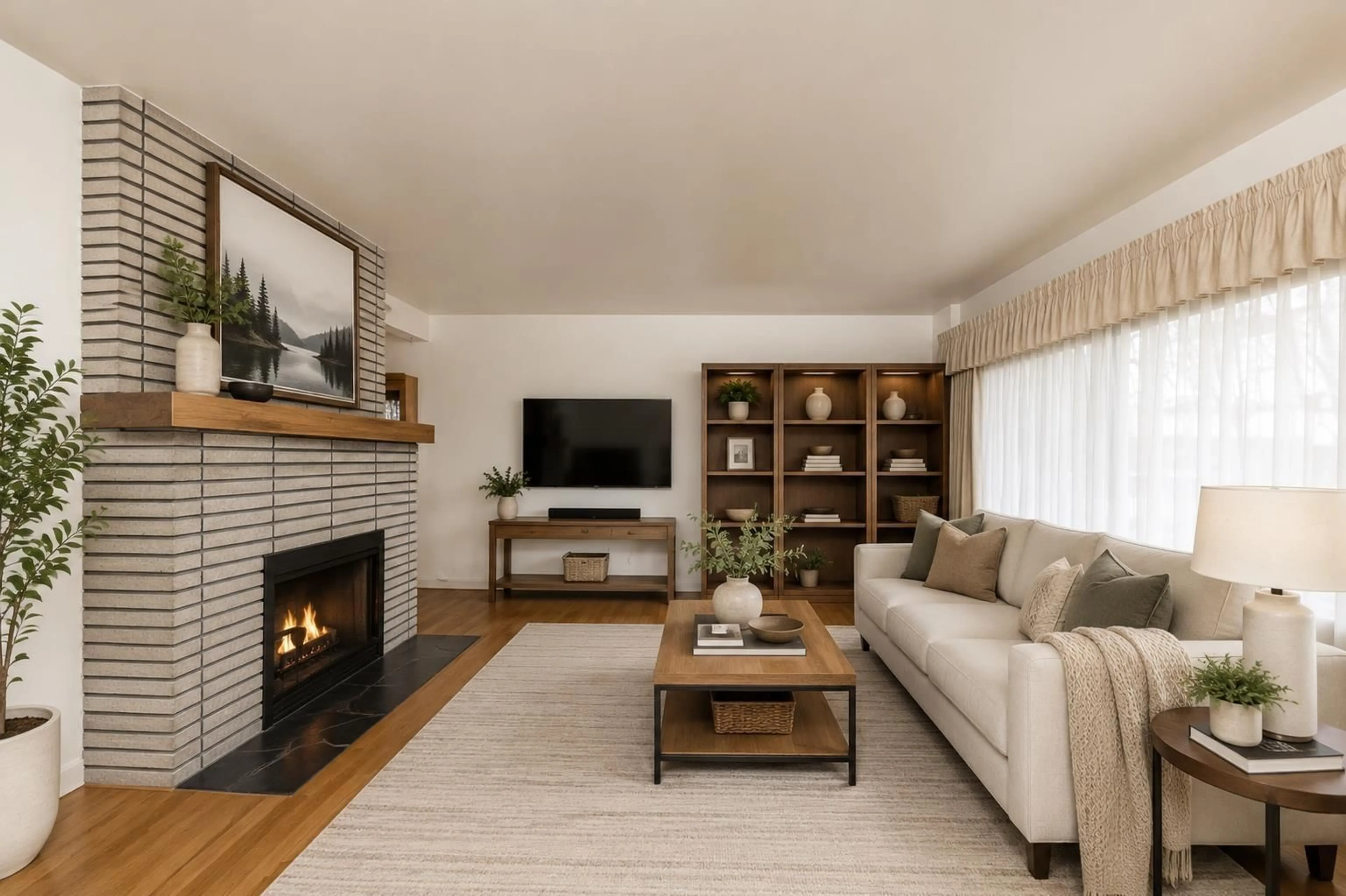Living room with furniture, wood/laminate floor for 8736 154 STREET, Surrey British Columbia V3S3N6