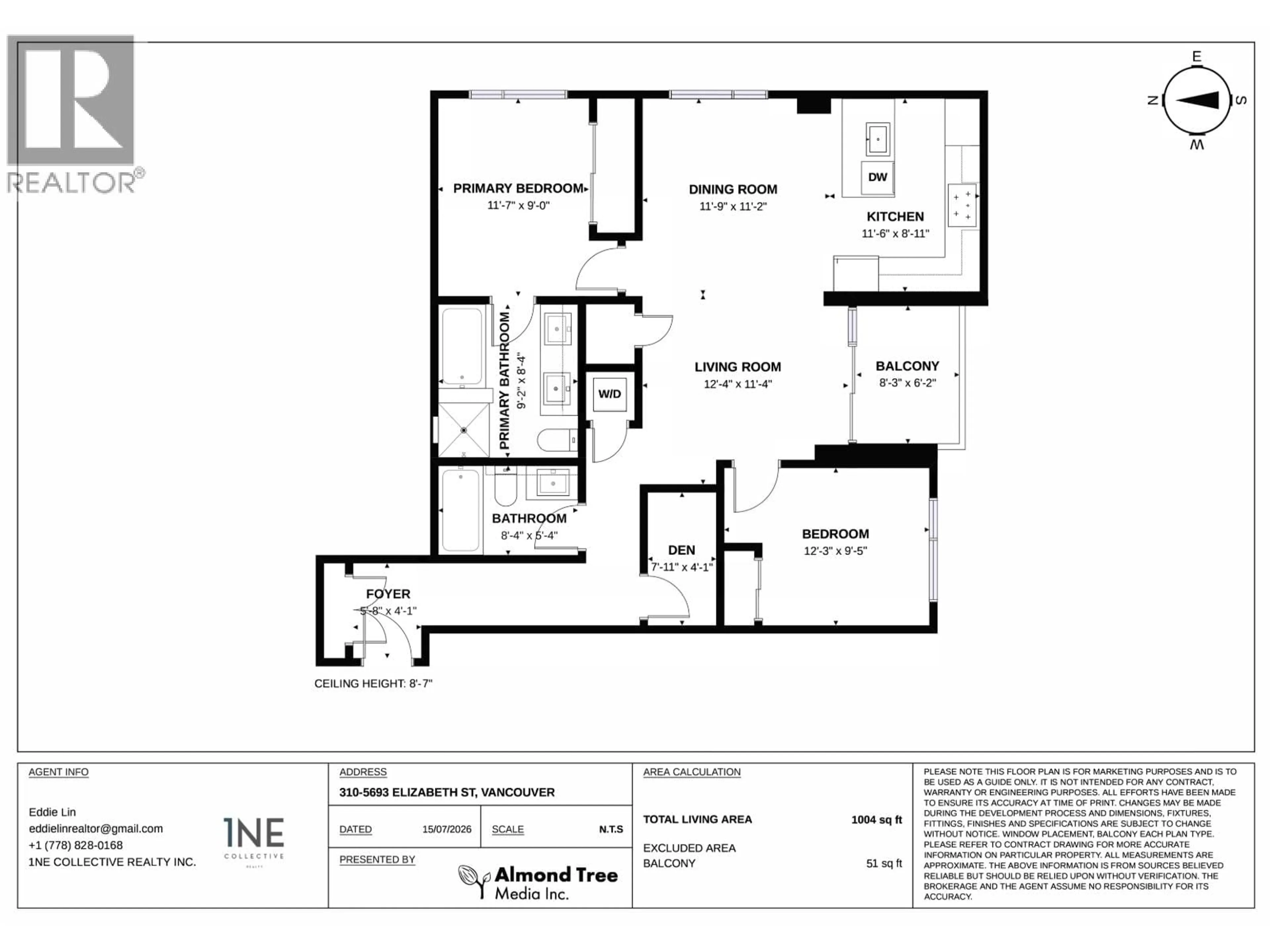 Floor plan for 310 - 5693 ELIZABETH STREET, Vancouver British Columbia V5Y3K1