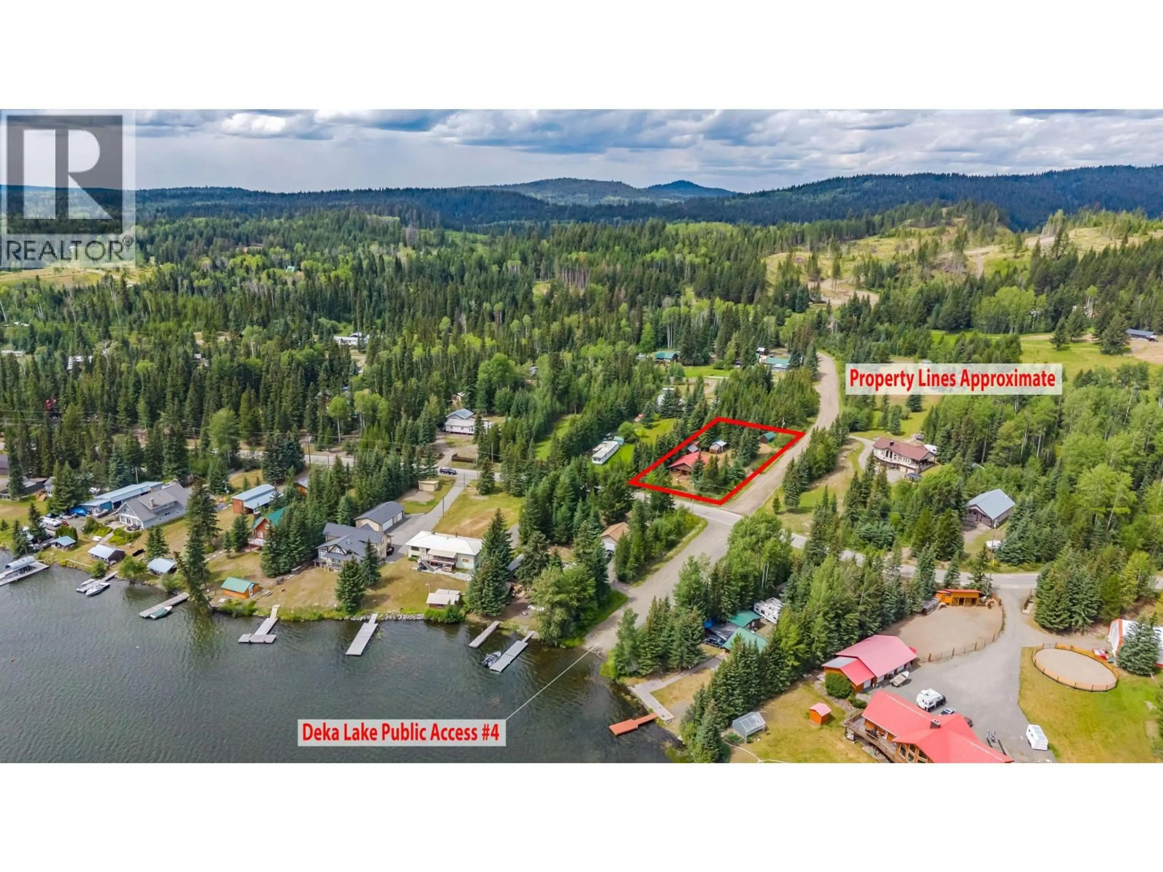 A pic from outside/outdoor area/front of a property/back of a property/a pic from drone, water/lake/river/ocean view for 7532 CARIBOO CHALET ROAD, Deka Lake / Sulphurous / Hathaway Lakes British Columbia V0K1X0