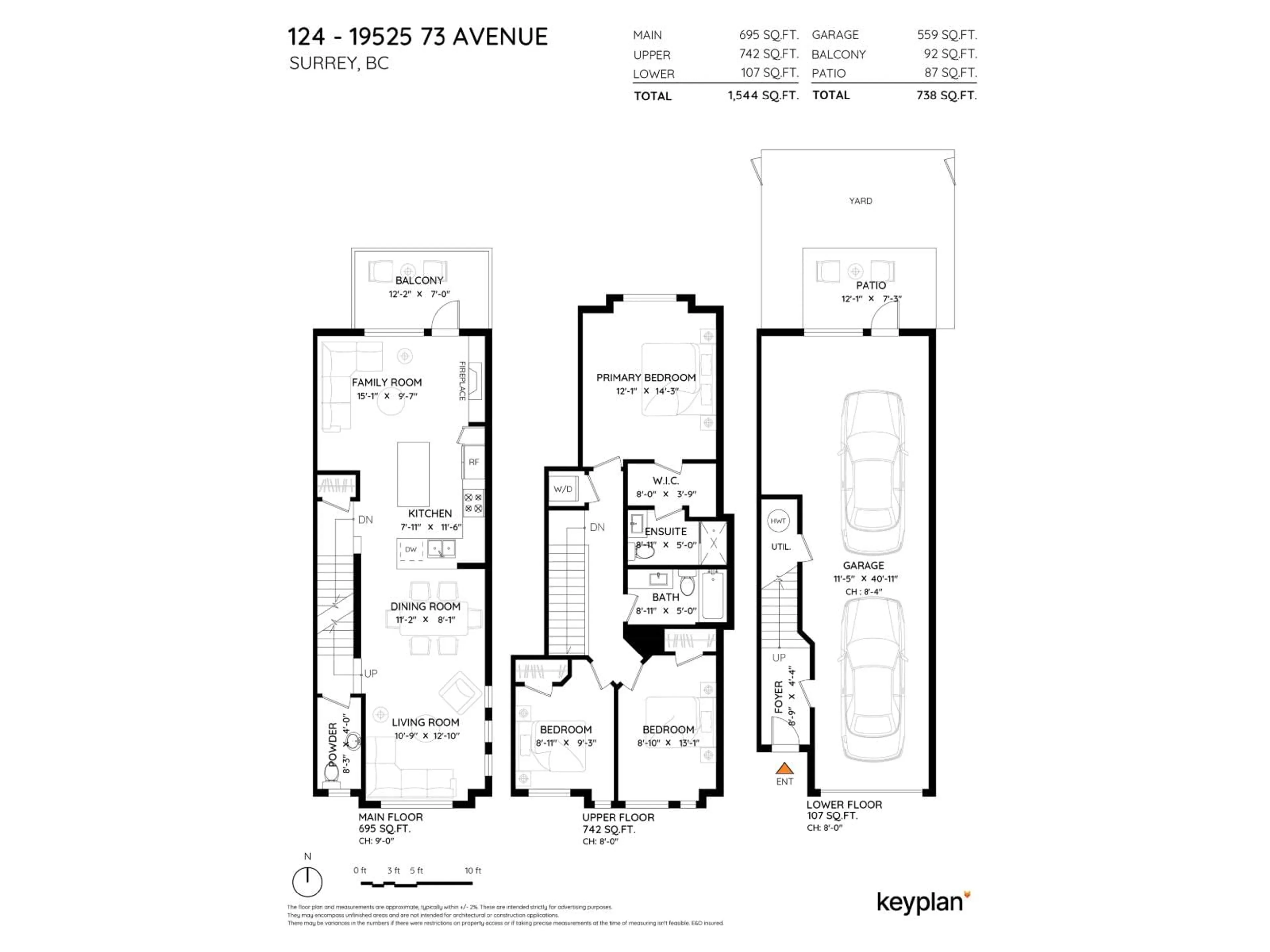 Floor plan for 124 - 19525 73 AVENUE, Surrey British Columbia V4N6L7