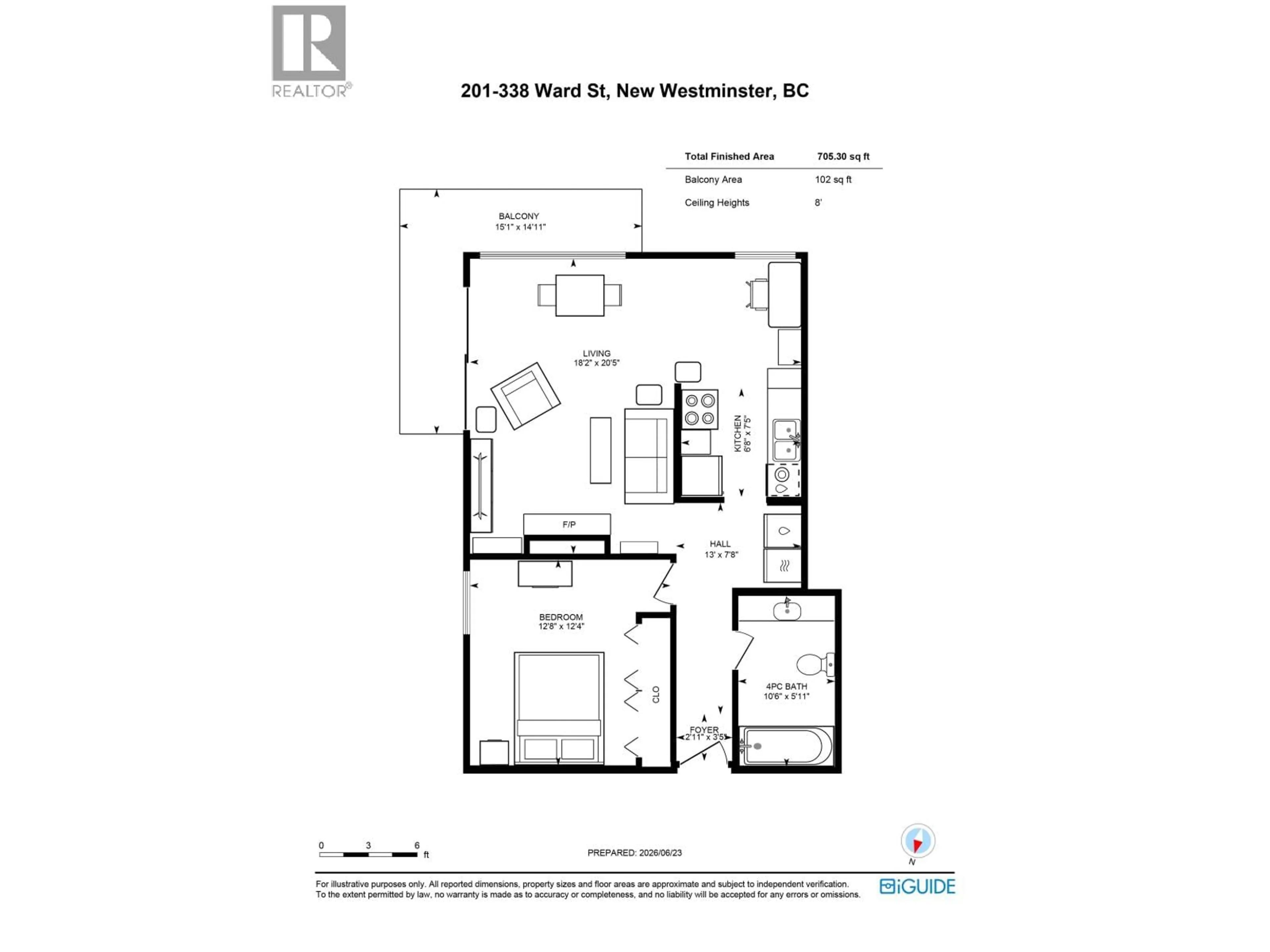 Floor plan for 201 - 338 WARD STREET, New Westminster British Columbia V3L3N8