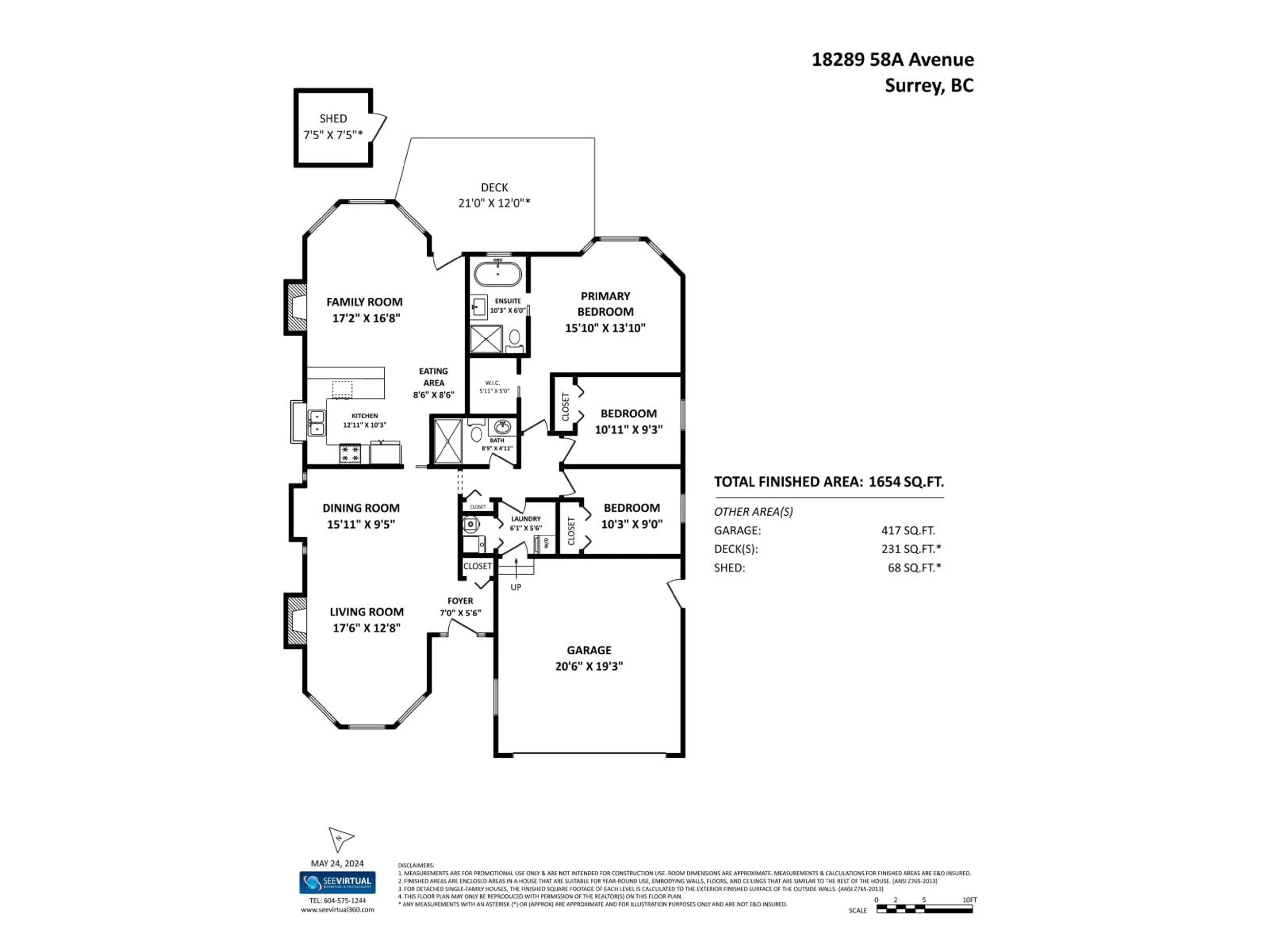 Floor plan for 18289 58A AVENUE, Surrey British Columbia V3S7G1