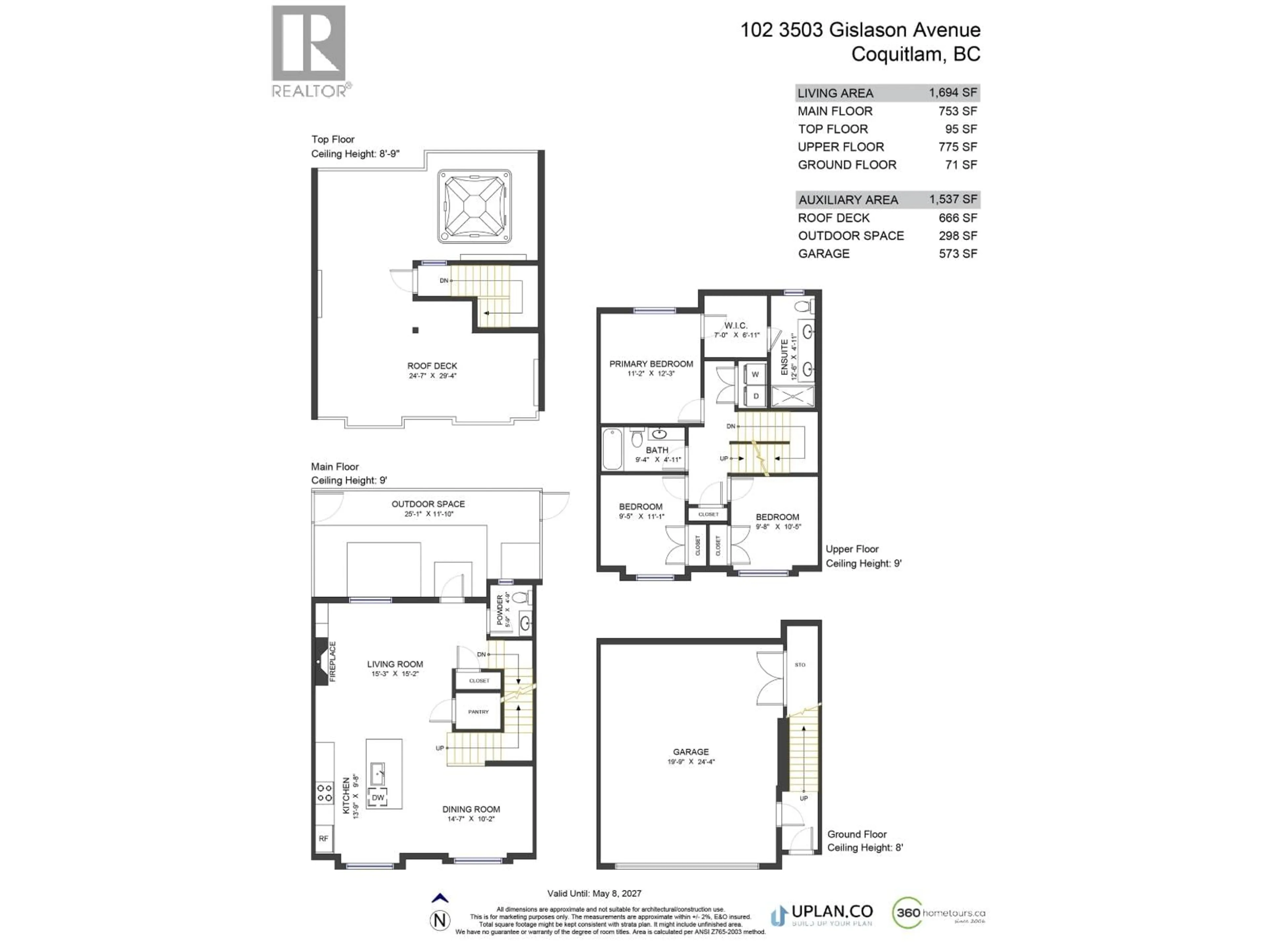 Floor plan for 102 - 3503 GISLASON AVENUE, Coquitlam British Columbia V3E0T1
