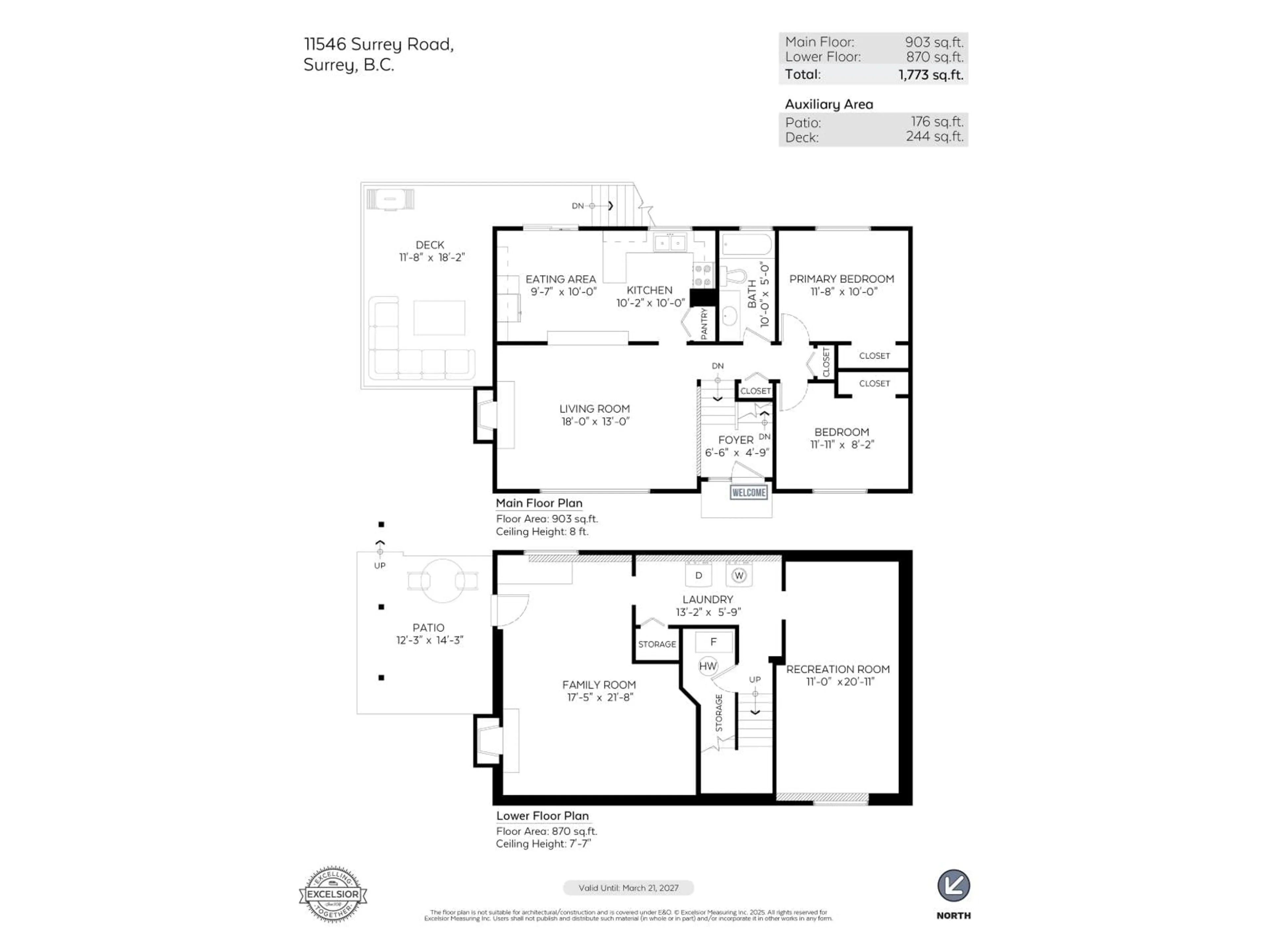 Floor plan for 11546 SURREY ROAD, Surrey British Columbia V3R5T5