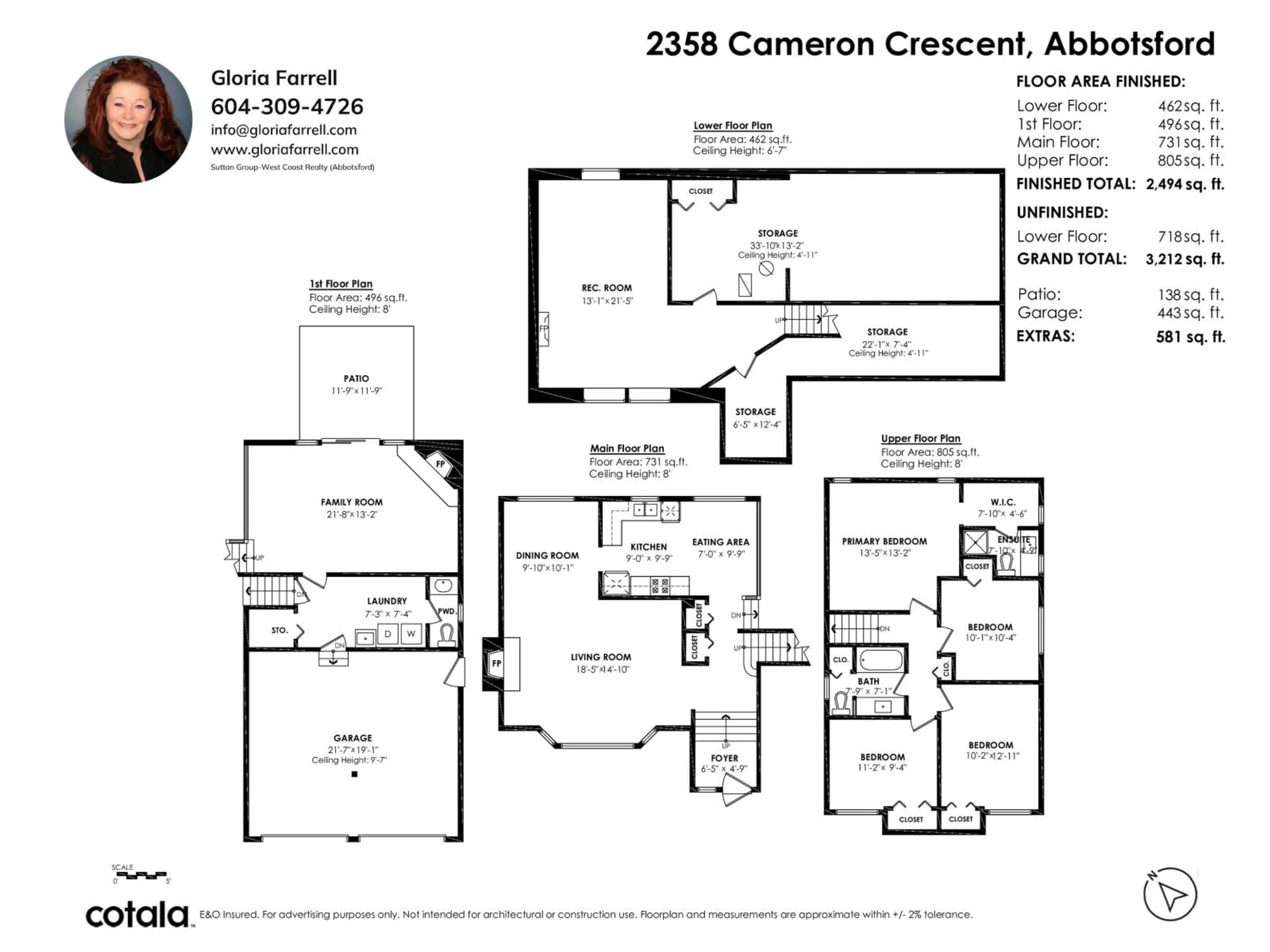 Floor plan for 2358 CAMERON CRESCENT, Abbotsford British Columbia V2S5W4