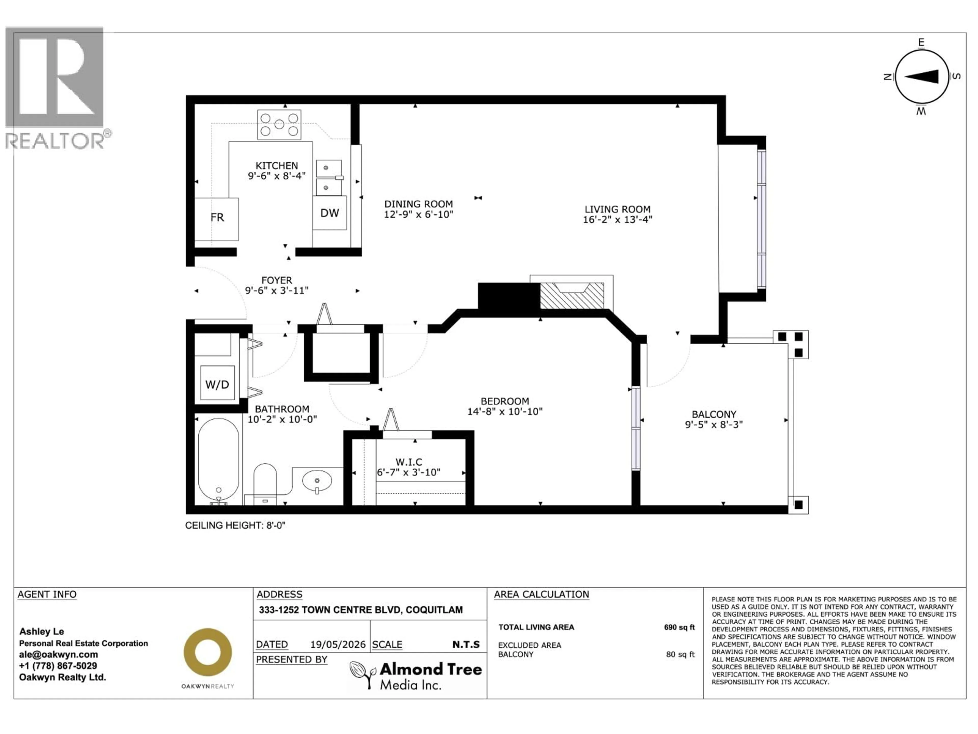 Floor plan for 333 - 1252 TOWN CENTRE BOULEVARD, Coquitlam British Columbia V3B7R7
