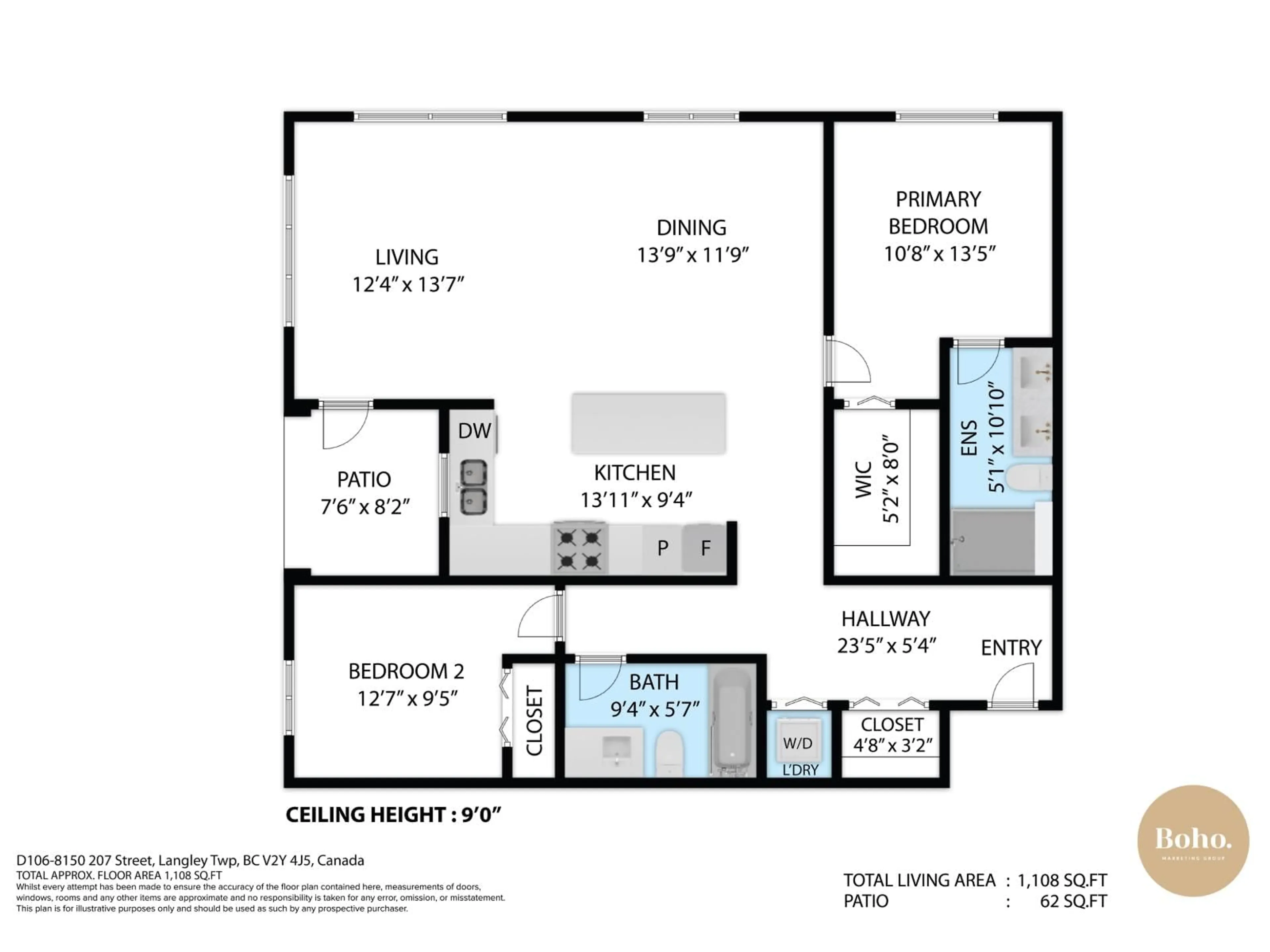 Floor plan for D106 - 8150 207 STREET, Langley British Columbia V2Y4J5
