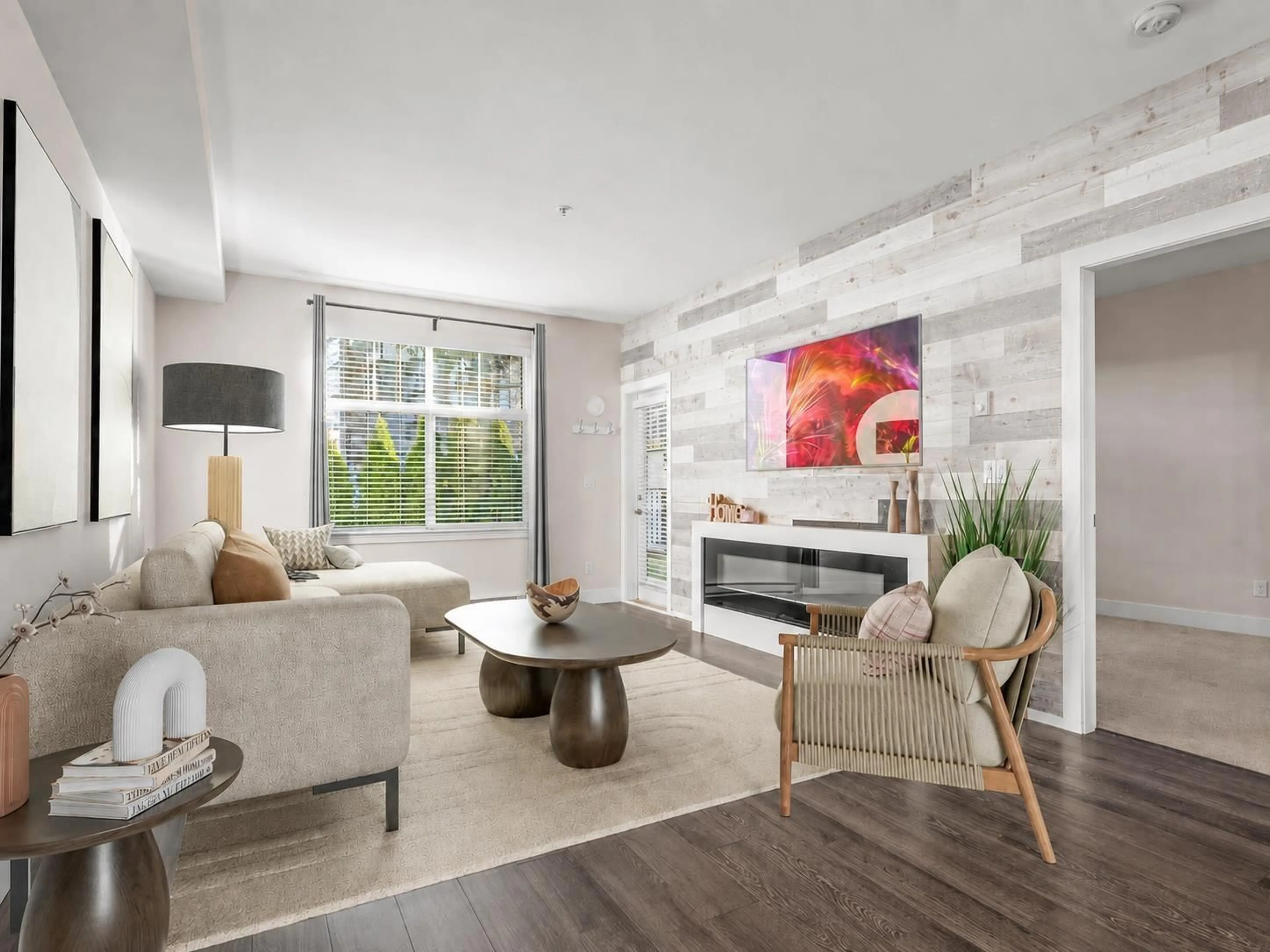 Living room with furniture, unknown for 101 - 14605 MCDOUGALL DRIVE, Surrey British Columbia V4P0G7