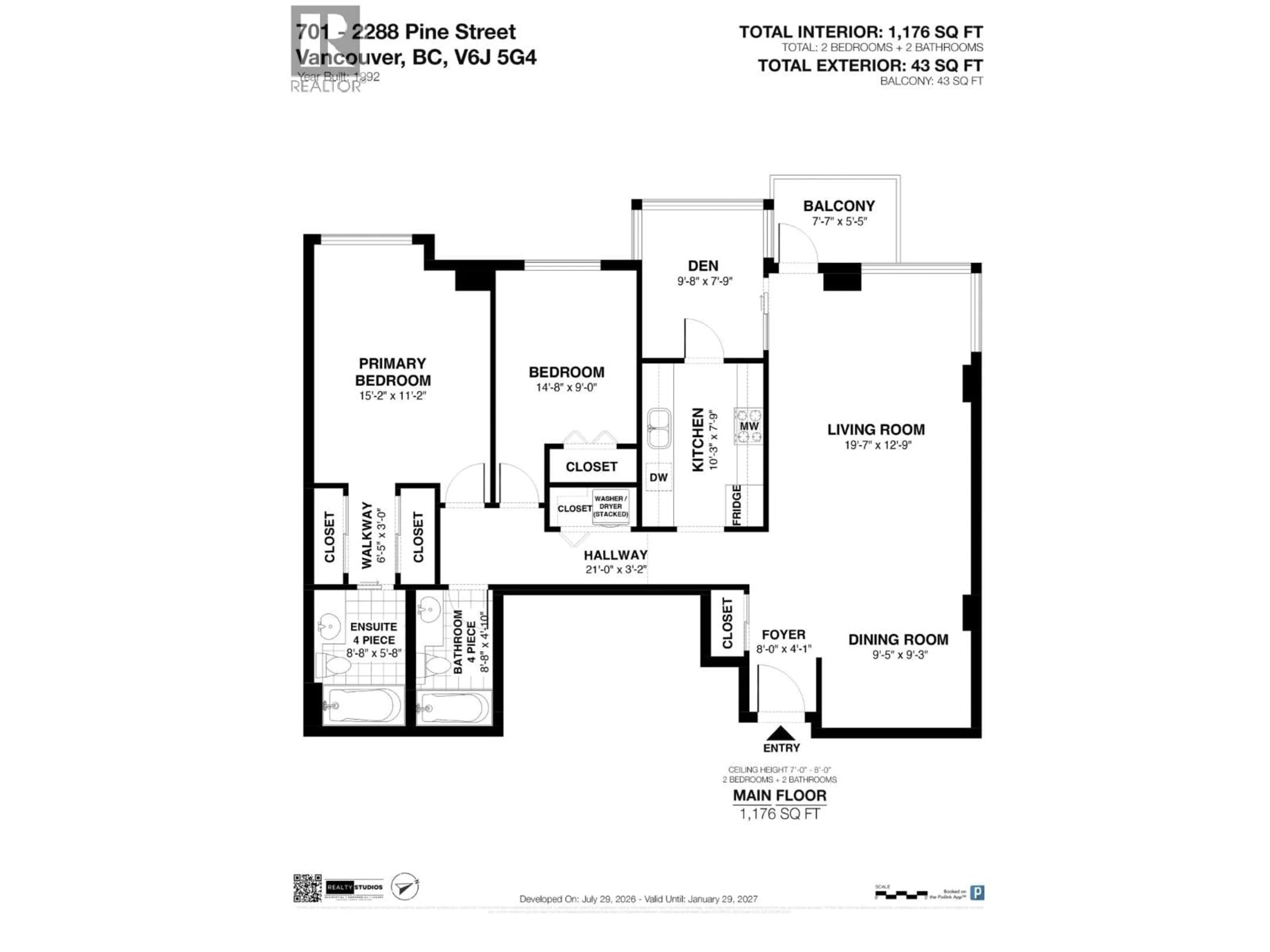 Floor plan for 701 - 2288 PINE STREET, Vancouver British Columbia V6J5G4