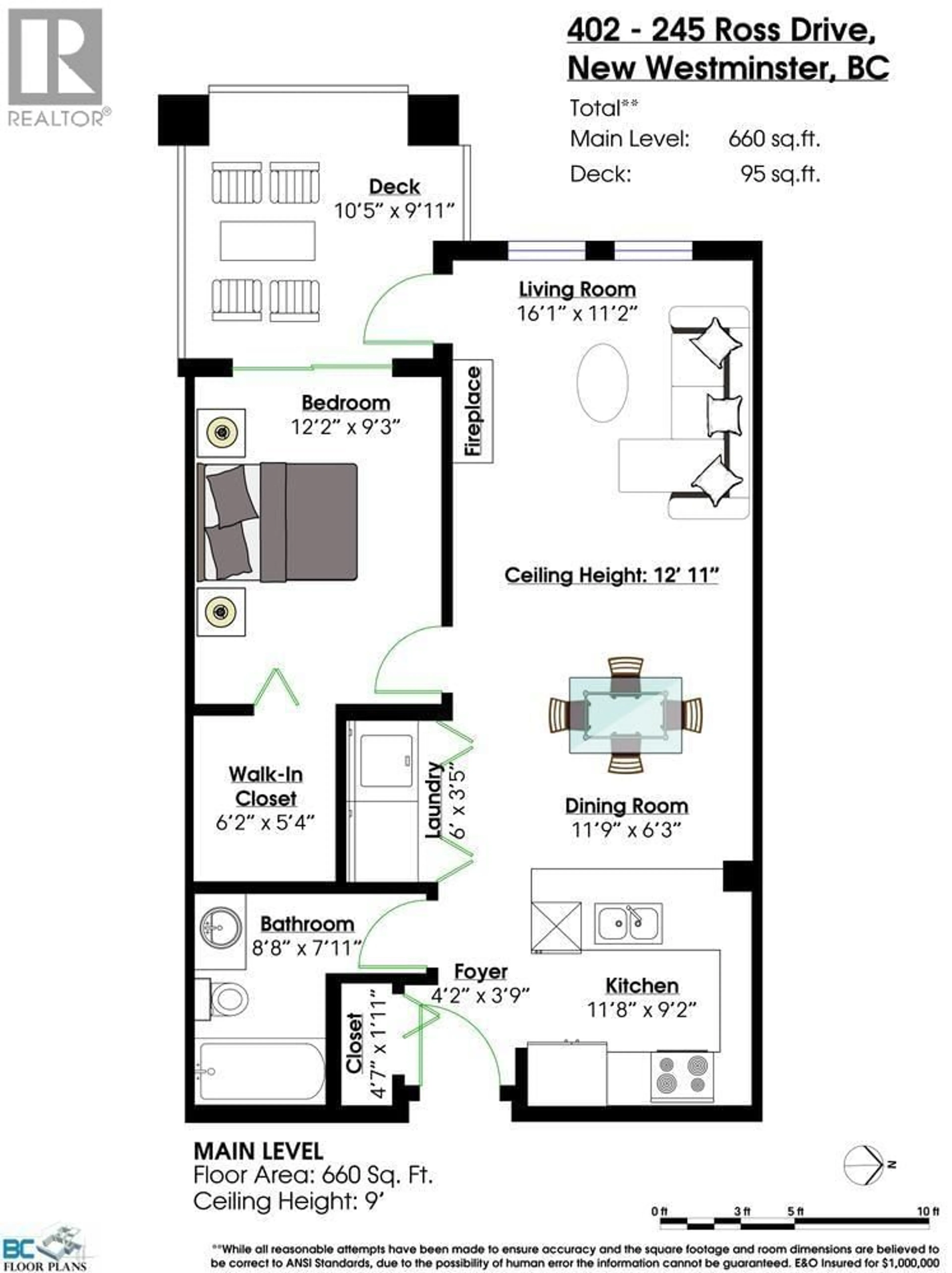 Floor plan for 402 - 245 ROSS DRIVE, New Westminster British Columbia V3L0C6
