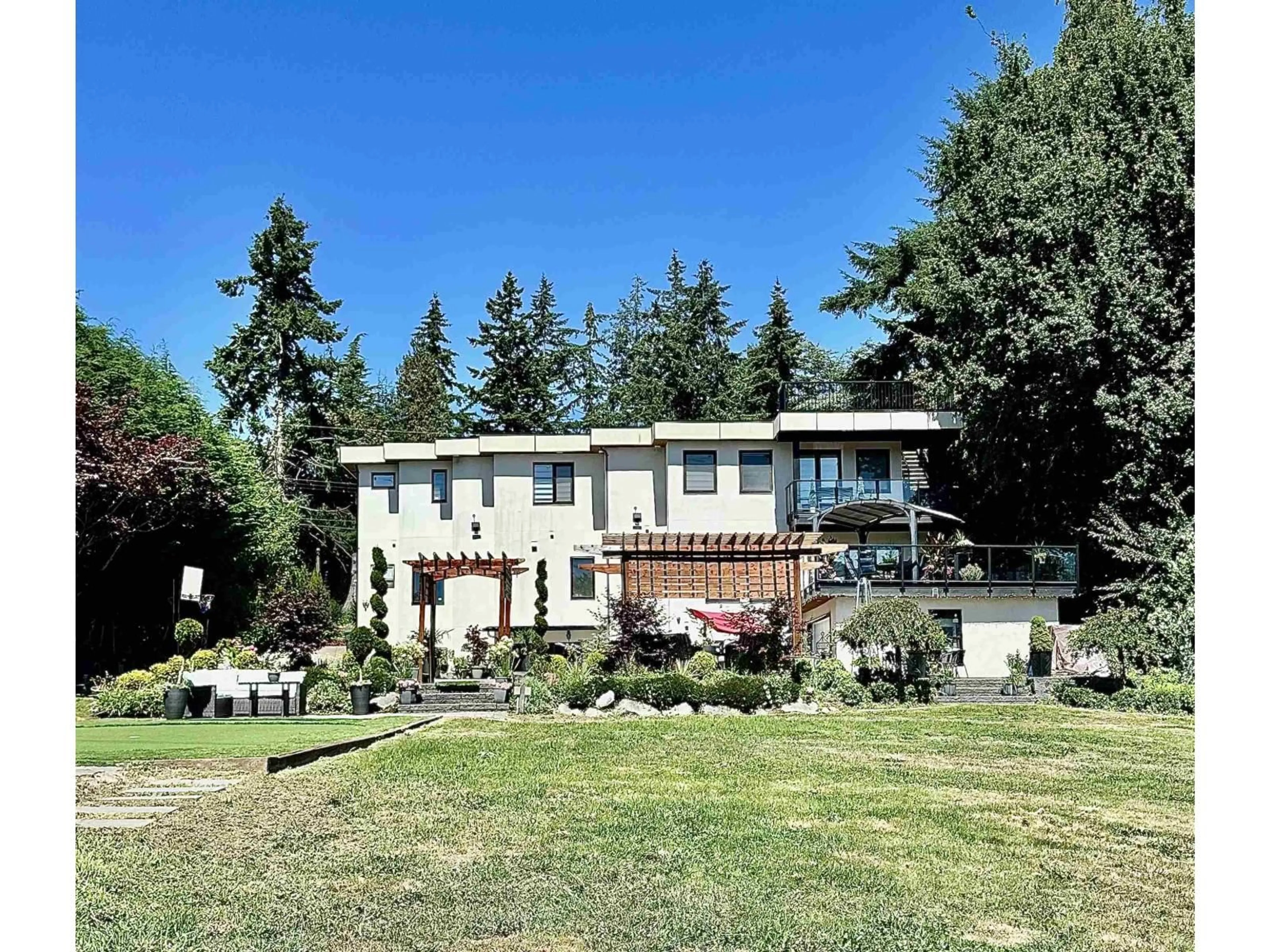 A pic from outside/outdoor area/front of a property/back of a property/a pic from drone, mountain view for 12862 54A AVENUE, Surrey British Columbia V3X3C9
