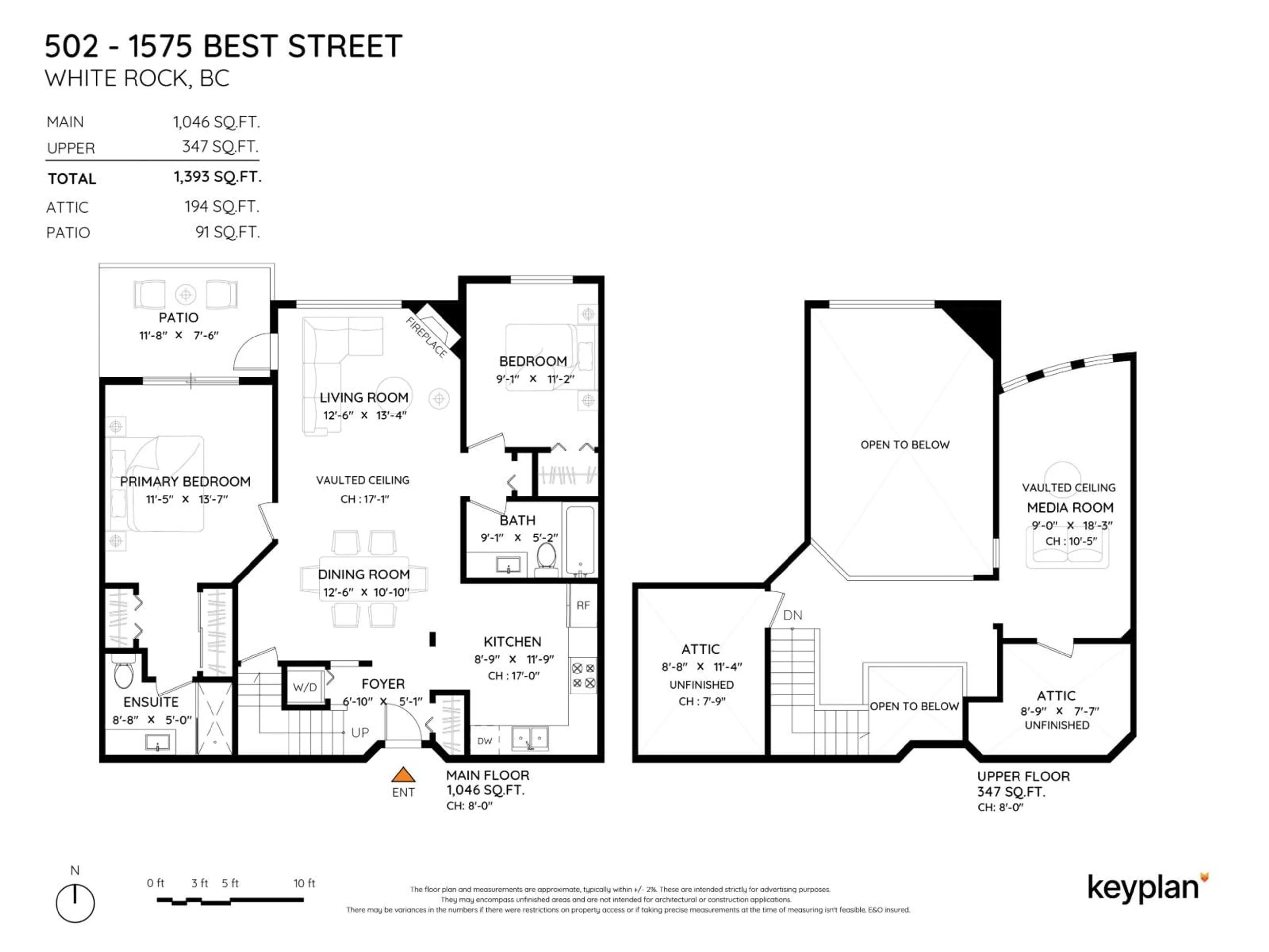 Floor plan for 502 - 1575 BEST STREET, White Rock British Columbia V4B5K1