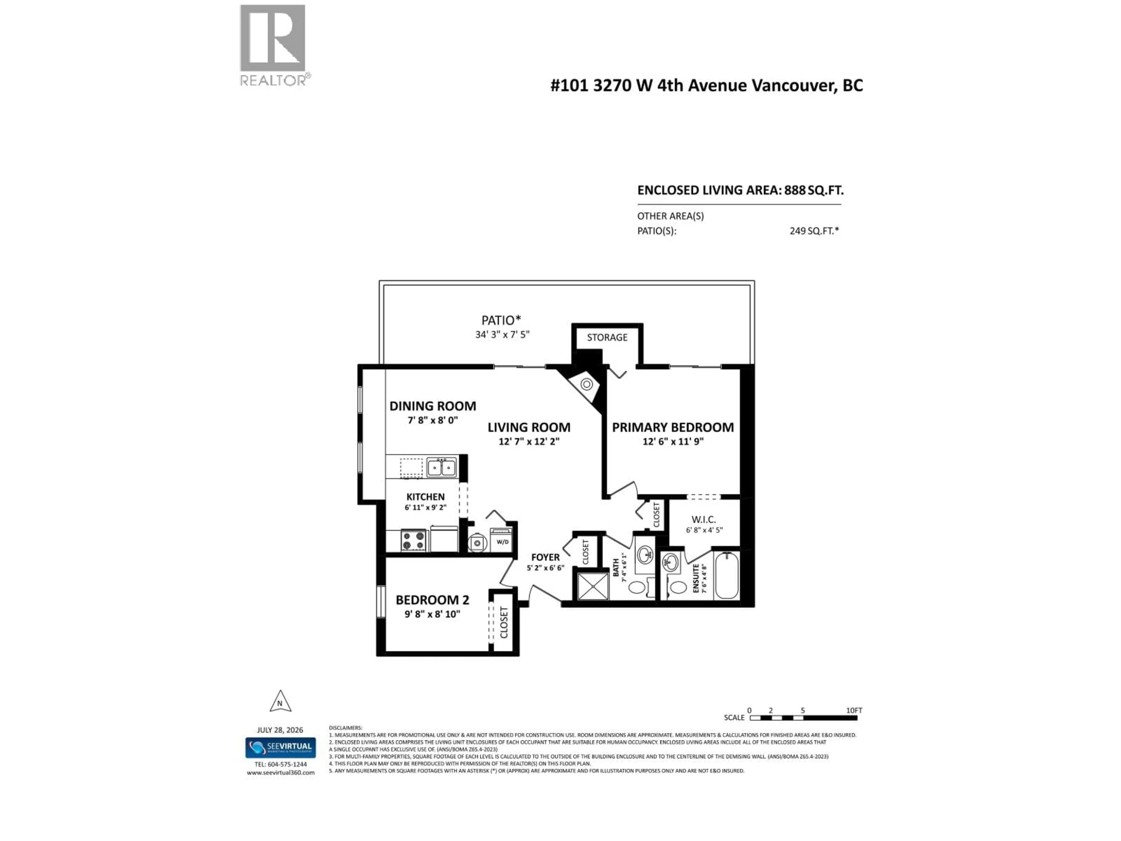 Floor plan for 101 - 3270 W 4TH AVENUE, Vancouver British Columbia V6K1R9