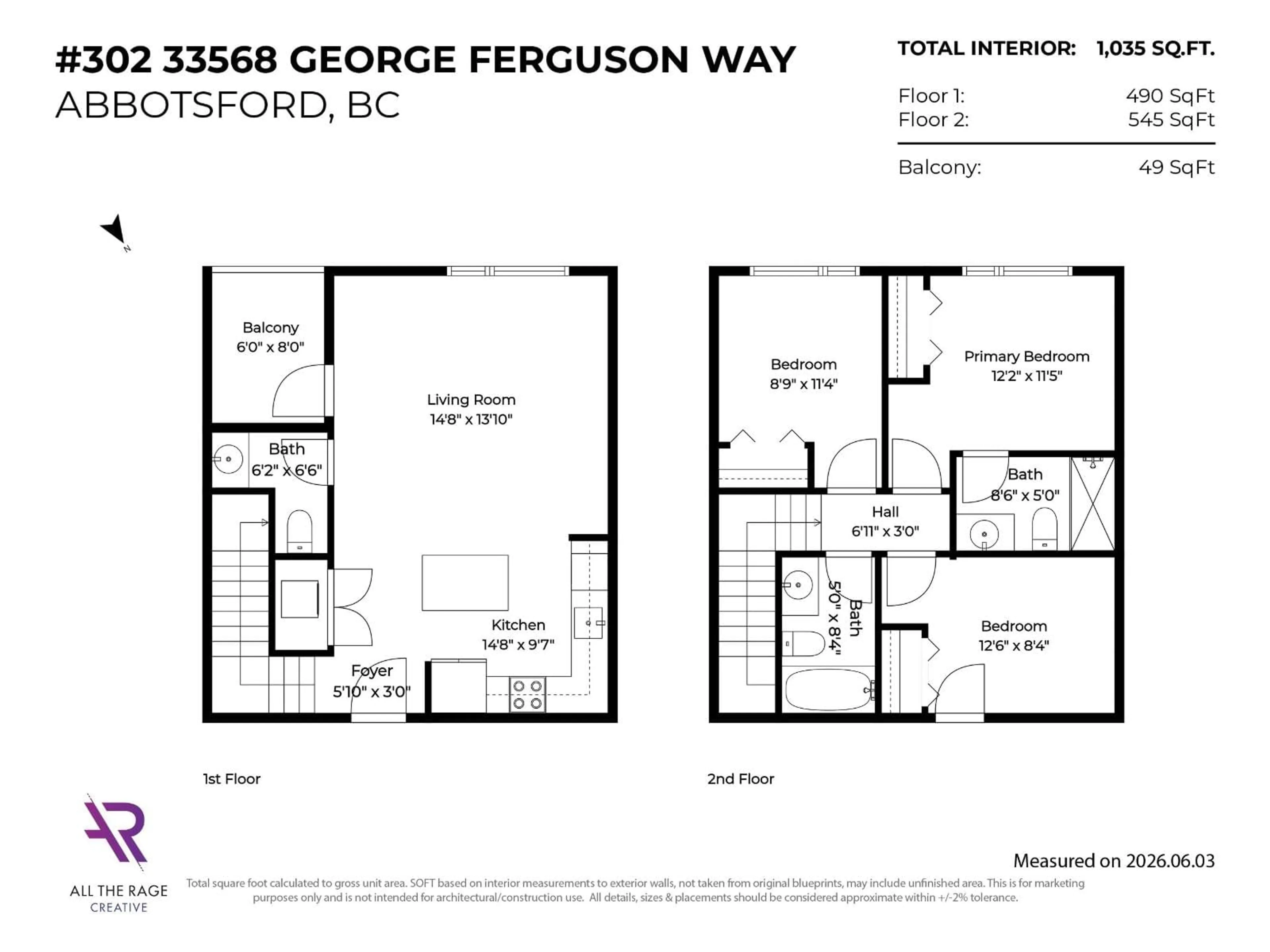 Floor plan for 302 - 33568 GEORGE FERGUSON WAY, Abbotsford British Columbia V2S0M3