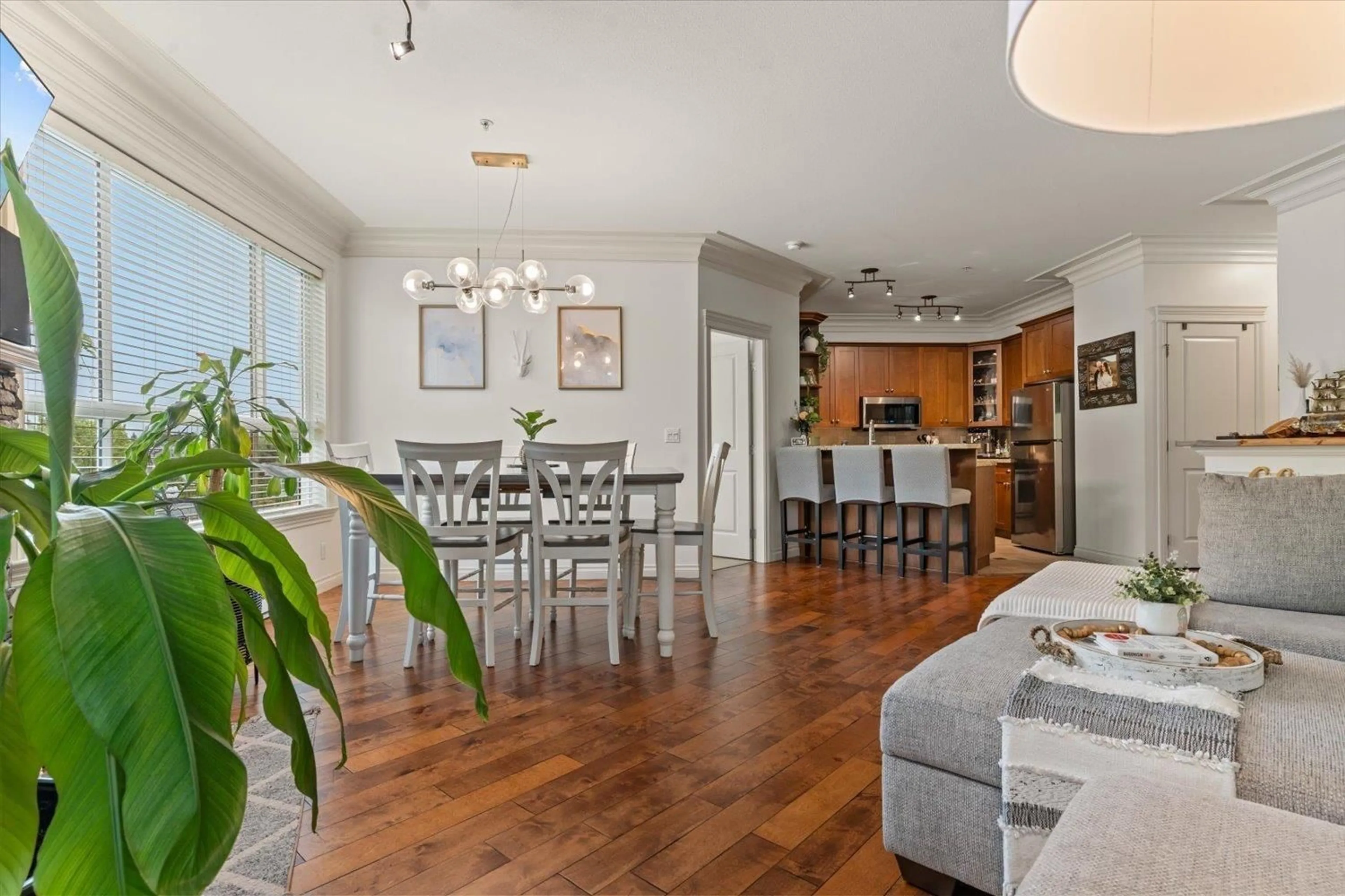Open concept kitchen, wood/laminate floor for 208 - 32729 GARIBALDI DRIVE, Abbotsford British Columbia V2T0A6