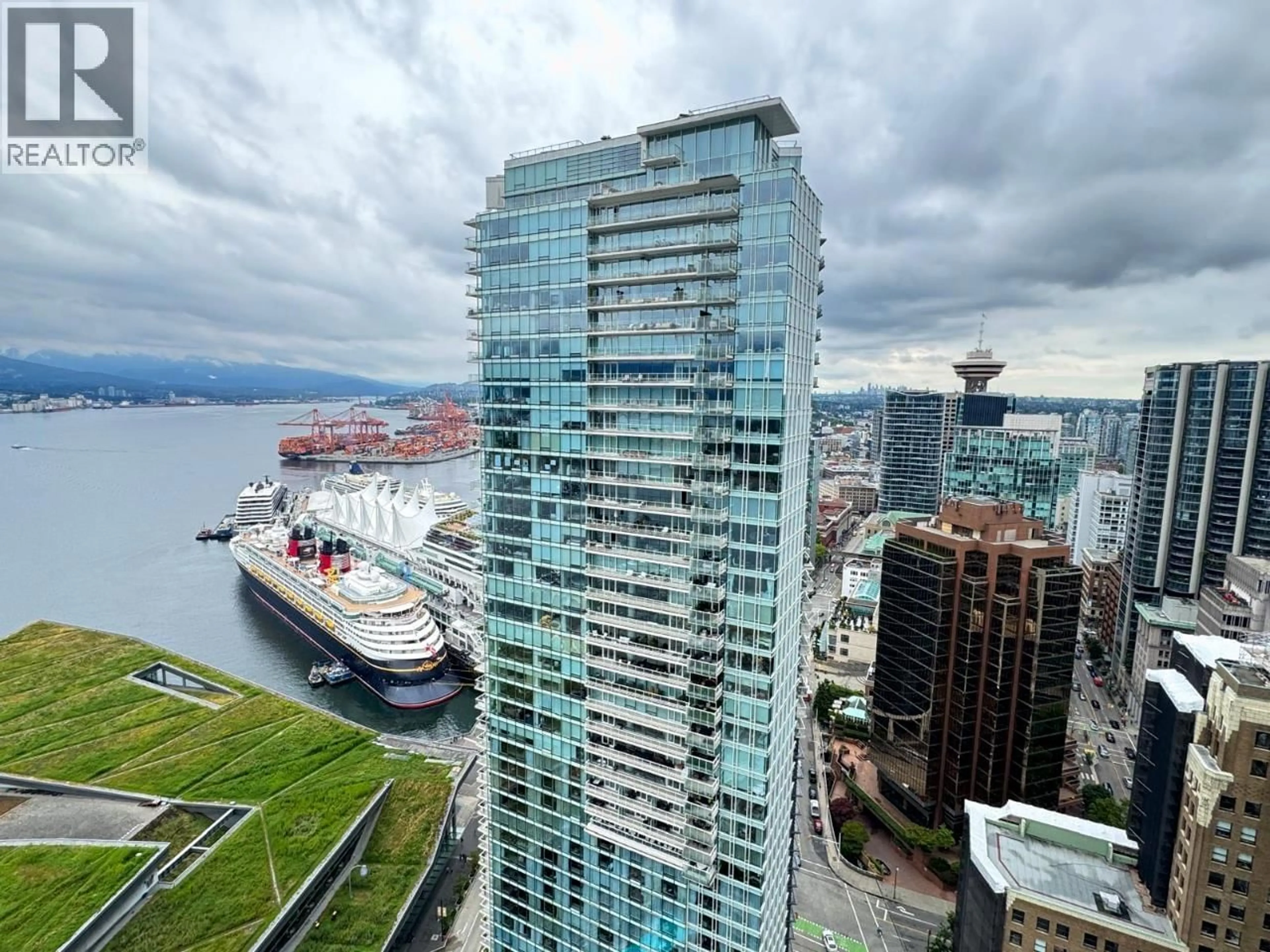 A pic from outside/outdoor area/front of a property/back of a property/a pic from drone, city buildings view from balcony for 3404 - 1077 CORDOVA STREET, Vancouver British Columbia V6C2C6