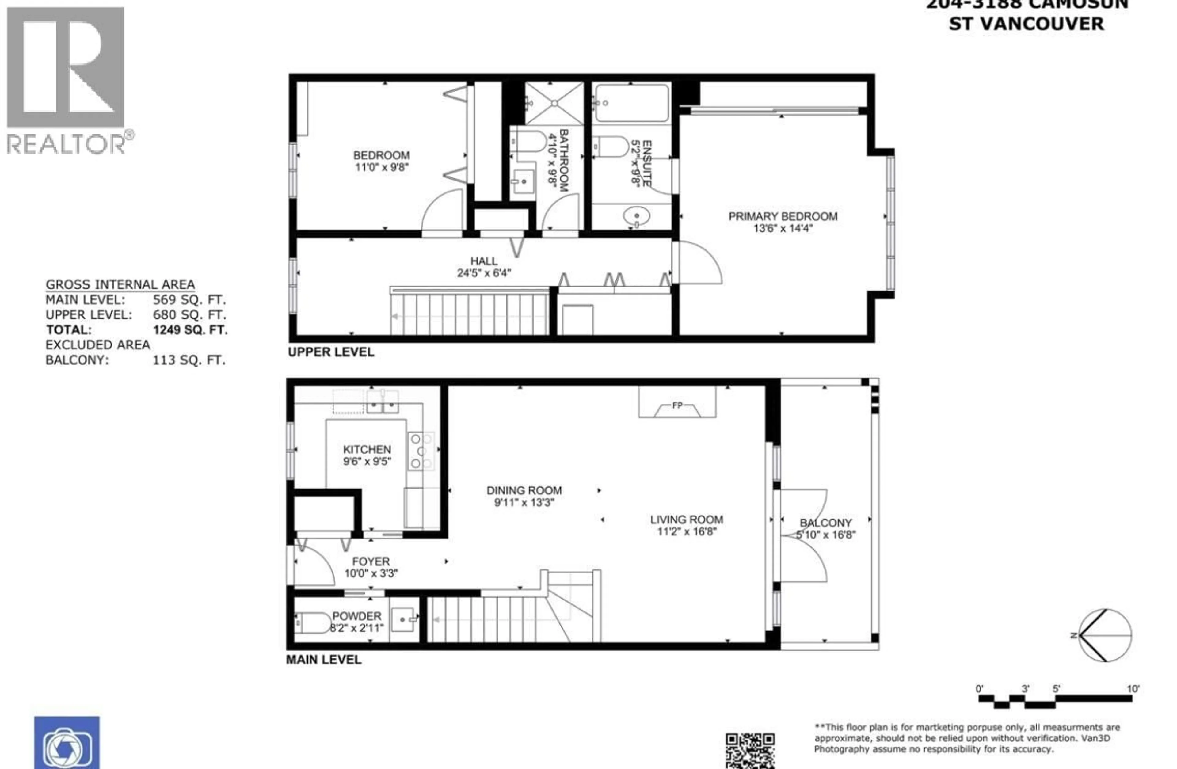 Floor plan for 204 - 3188 CAMOSUN STREET STREET, Vancouver British Columbia V6R3X1