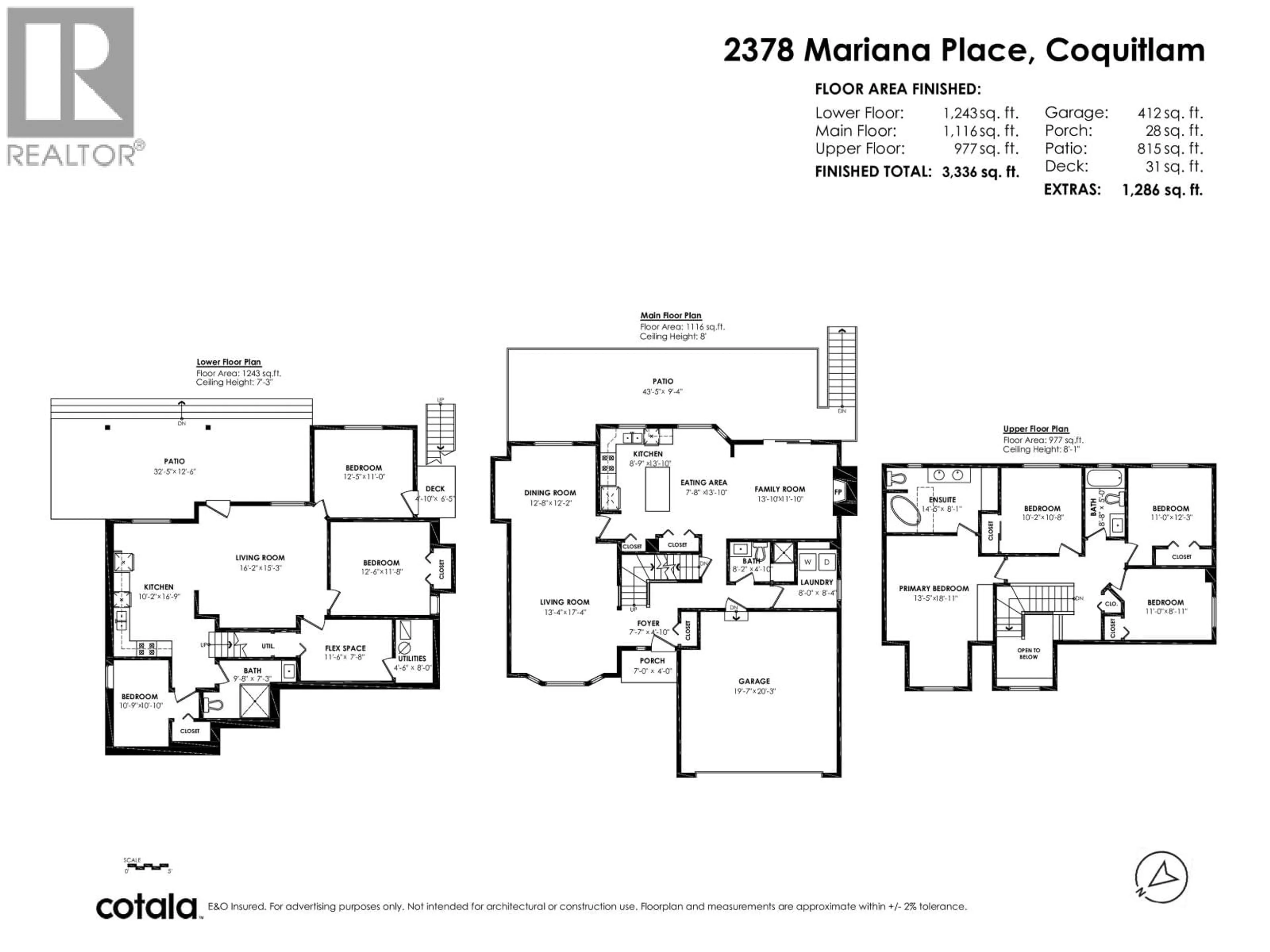 Floor plan for 2378 MARIANA PLACE, Coquitlam British Columbia V3K6S2