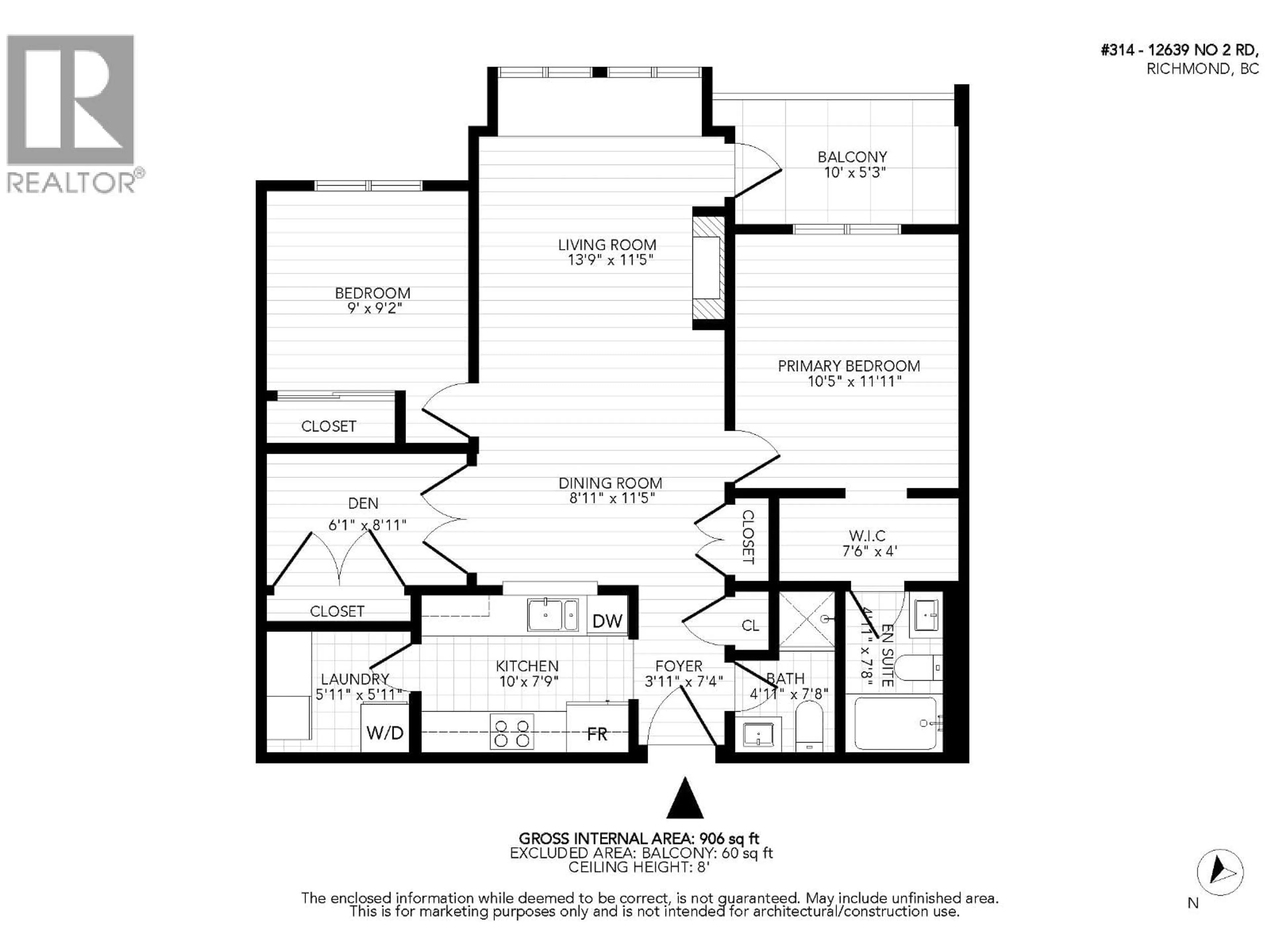 Floor plan for 314 - 12639 NO. 2 ROAD, Richmond British Columbia V7E6N6