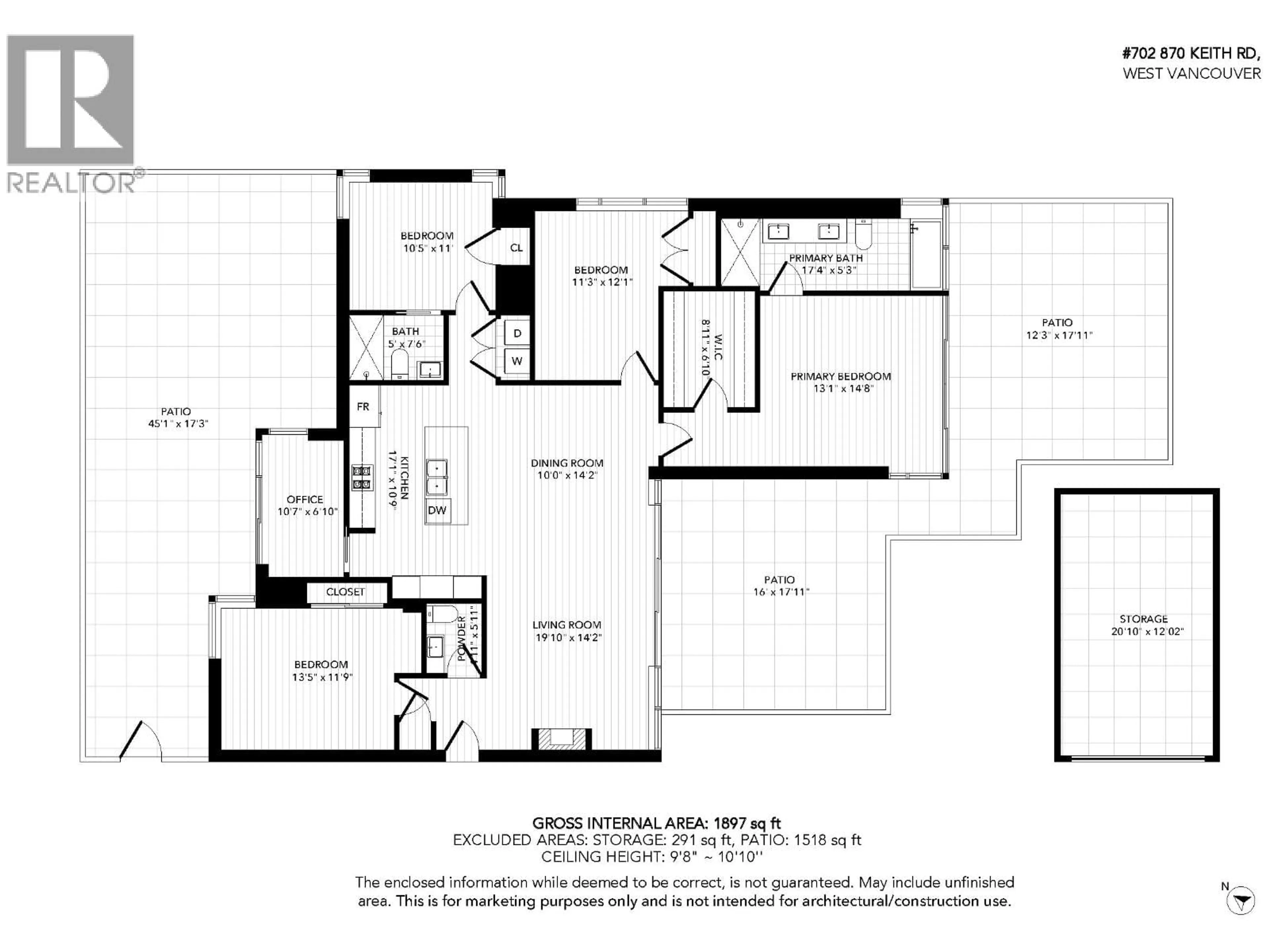 Floor plan for 702 - 876 KEITH ROAD, West Vancouver British Columbia V7T1M3