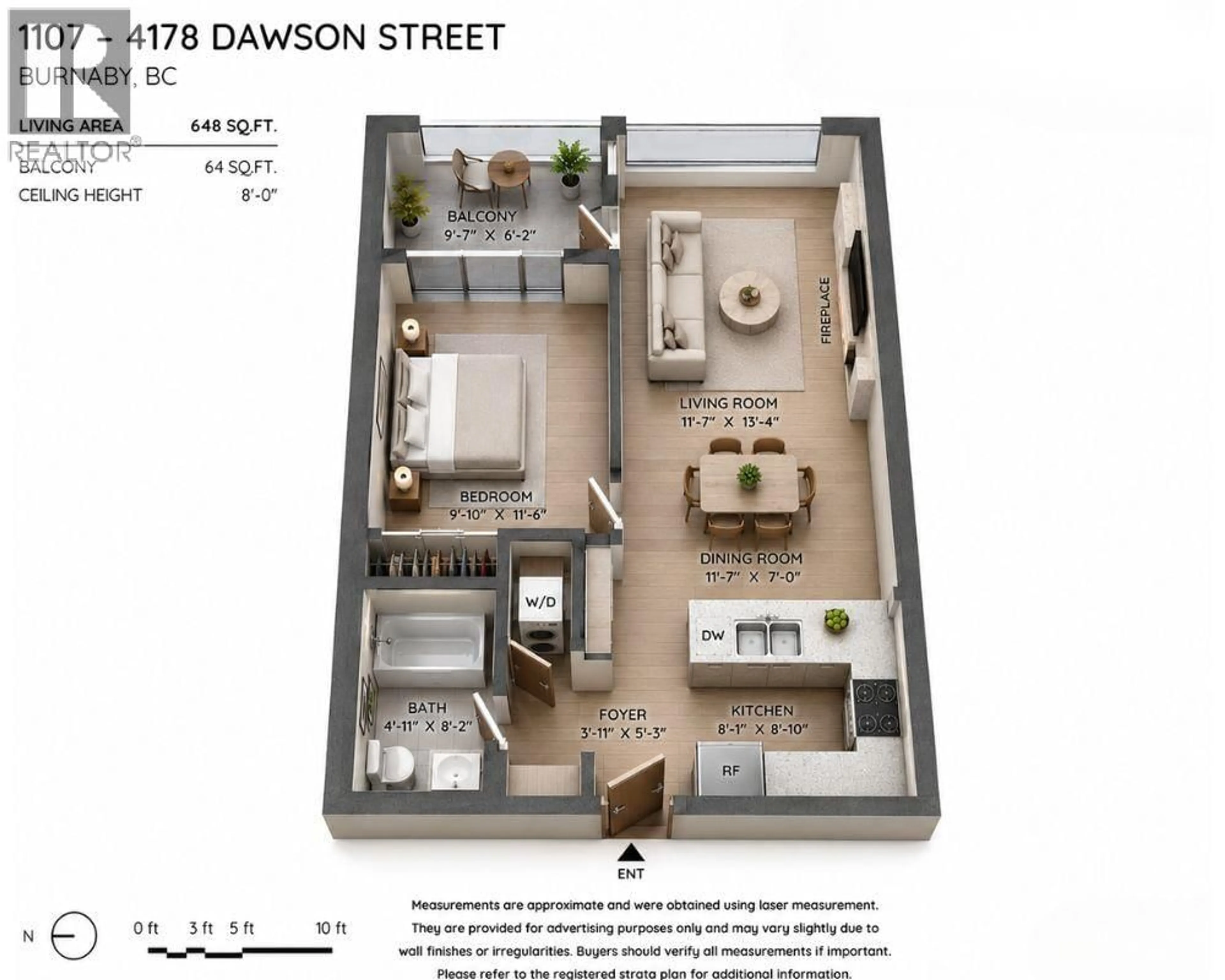 Floor plan for 1107 - 4178 DAWSON STREET, Vancouver British Columbia V5C0A1