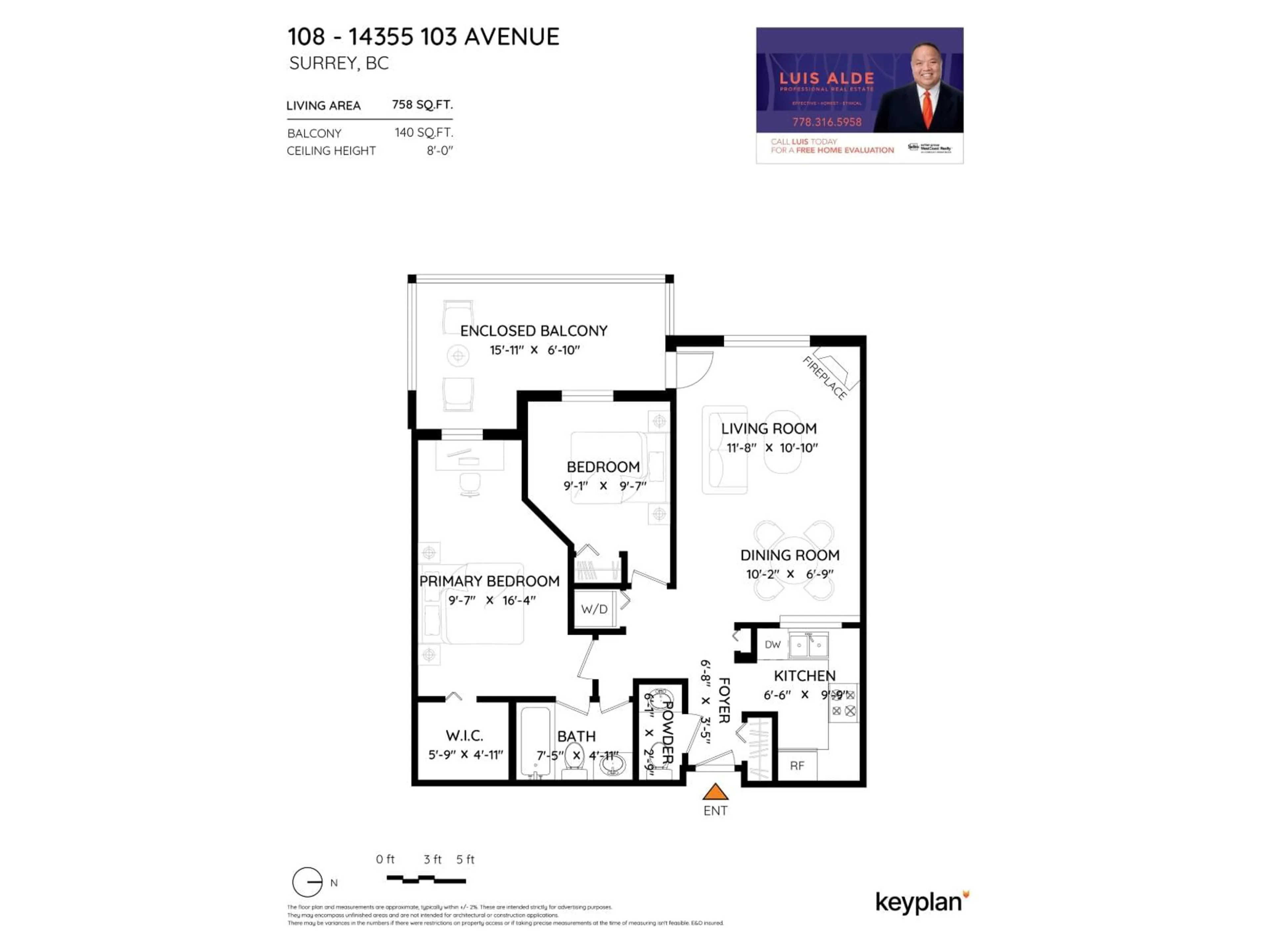 Floor plan for 108 - 14355 103 AVENUE, Surrey British Columbia V3T5V5