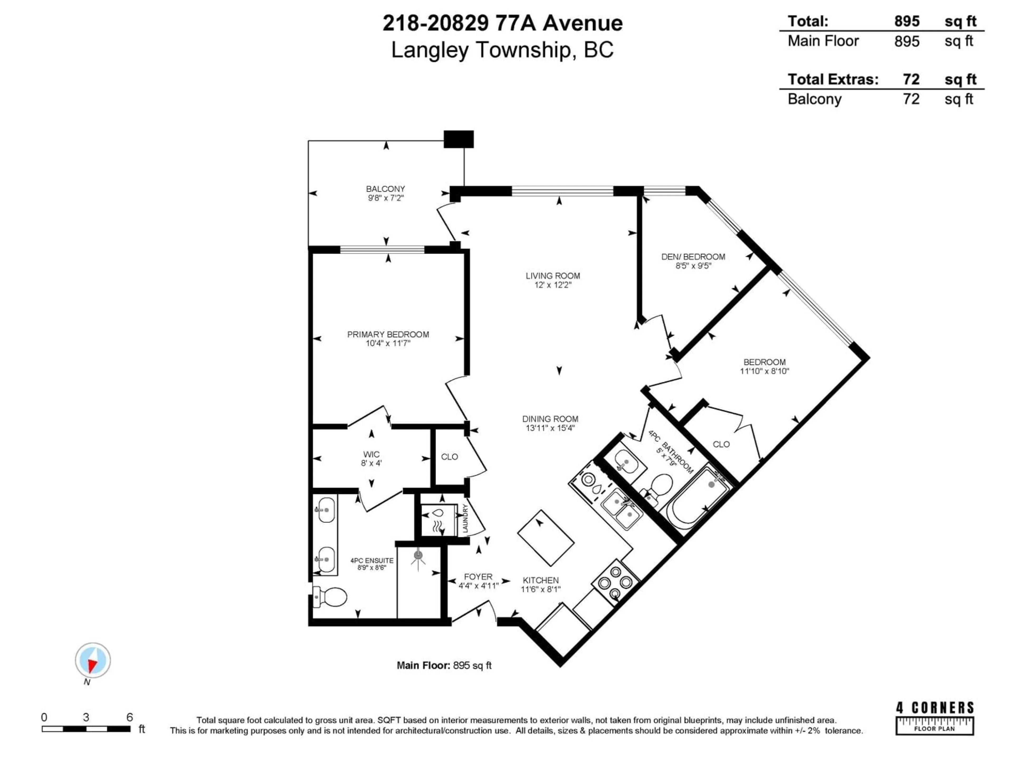 Floor plan for 218 - 20829 77A AVENUE, Langley British Columbia V2Y0Y5
