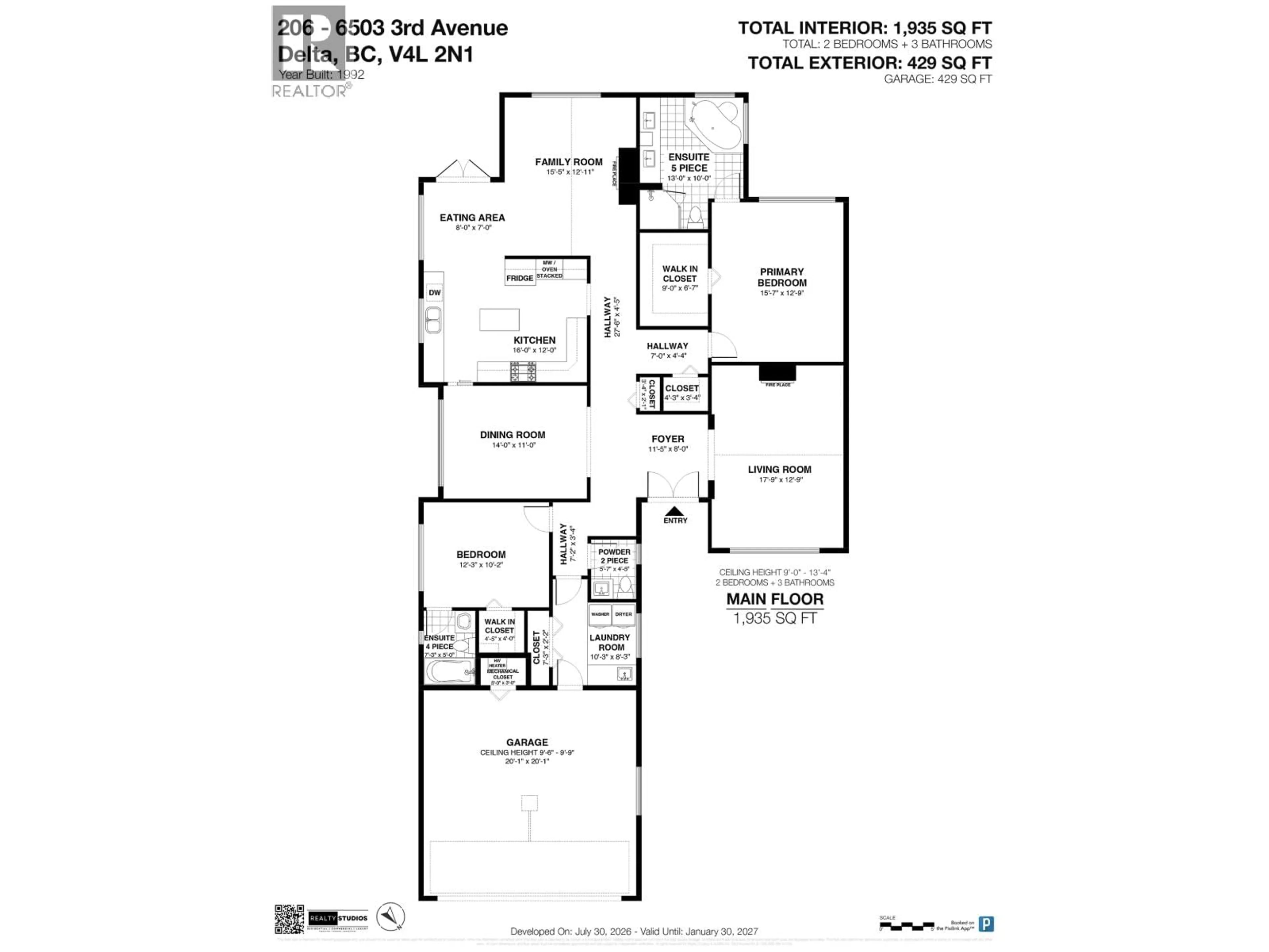 Floor plan for 206 - 6505 3 AVENUE, Delta British Columbia V4L2N1