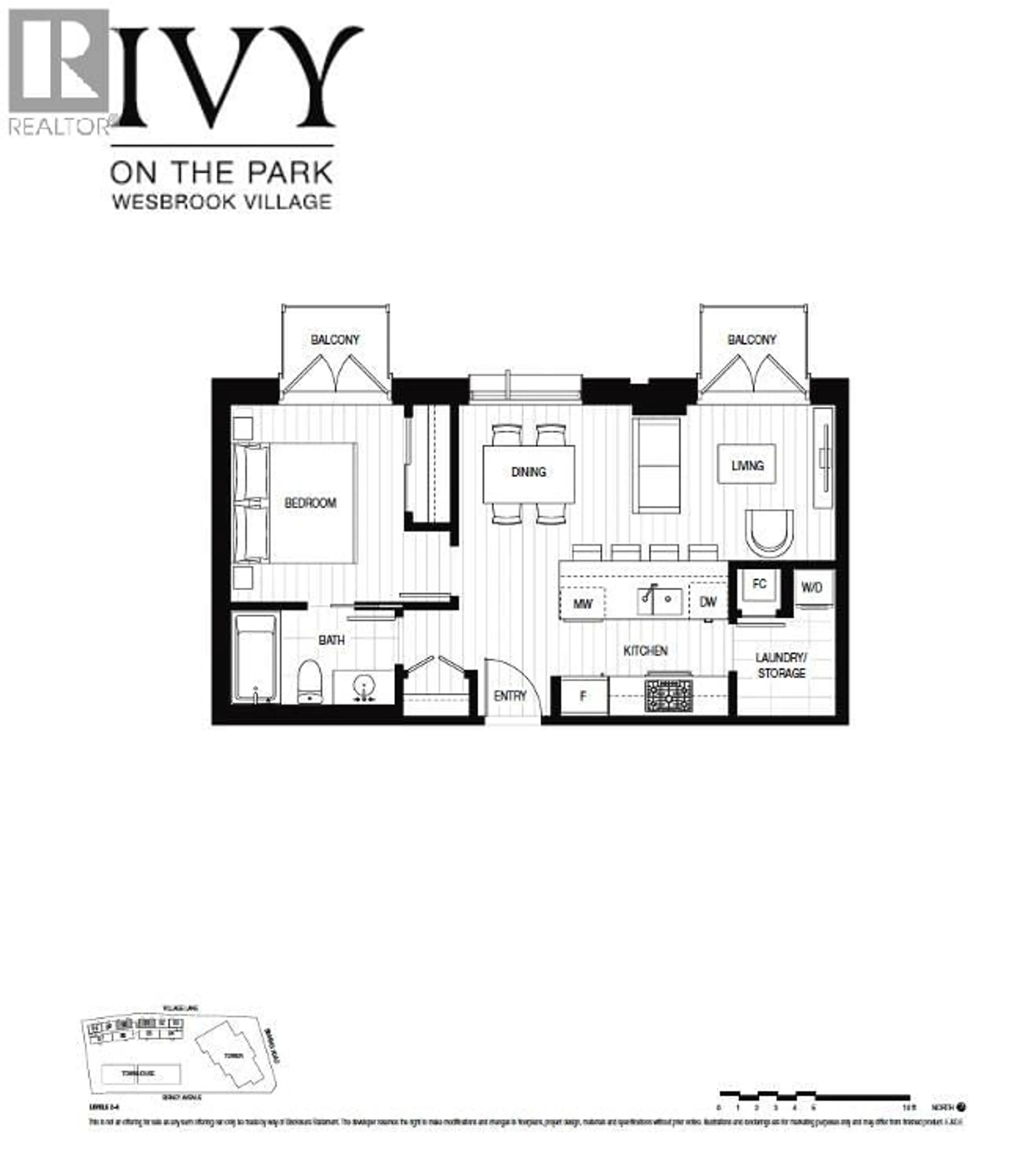 Floor plan for 401 - 5681 BIRNEY AVENUE, Vancouver British Columbia V6S0L5