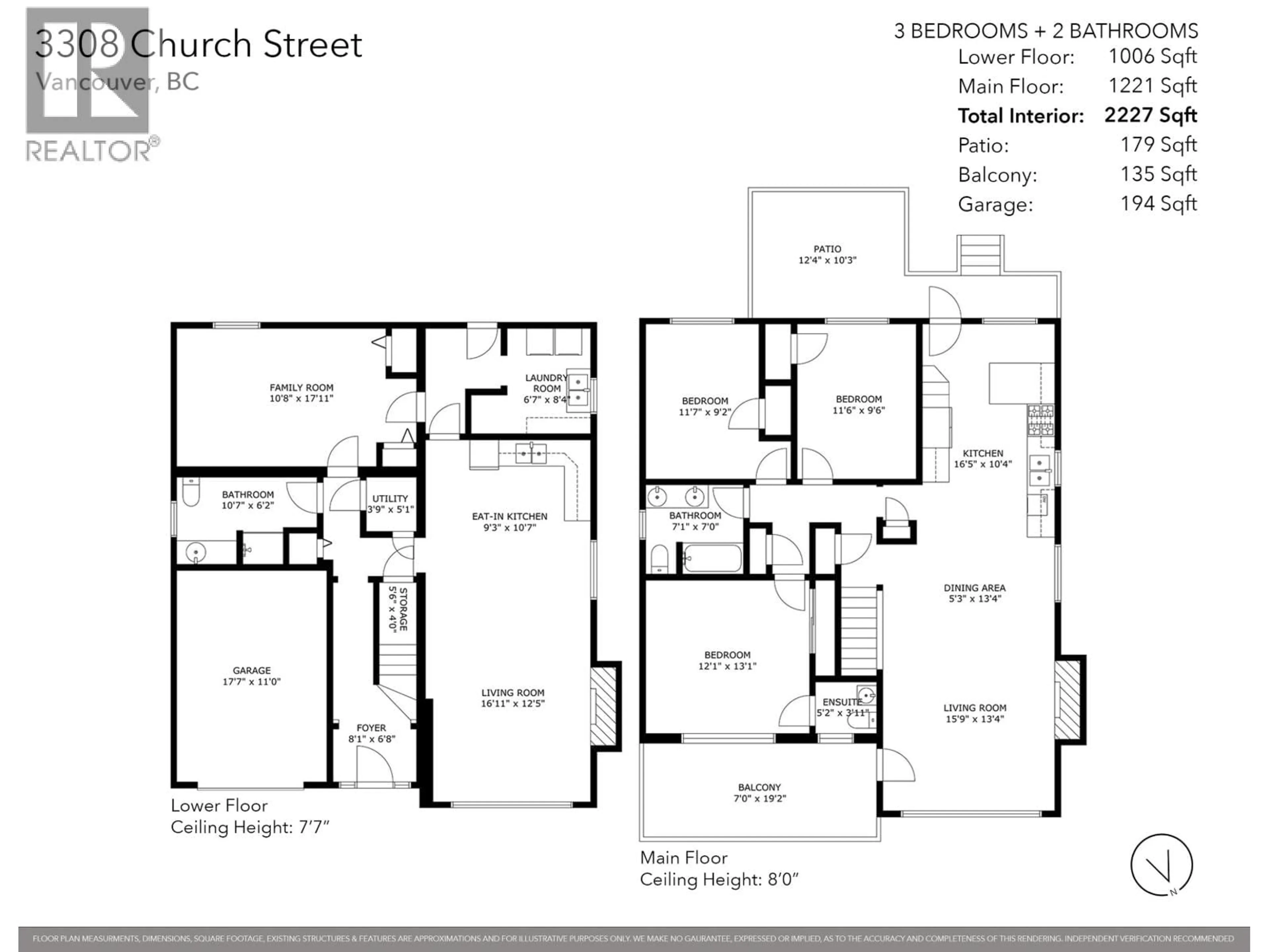 Floor plan for 3308 CHURCH STREET, Vancouver British Columbia V5R4W6