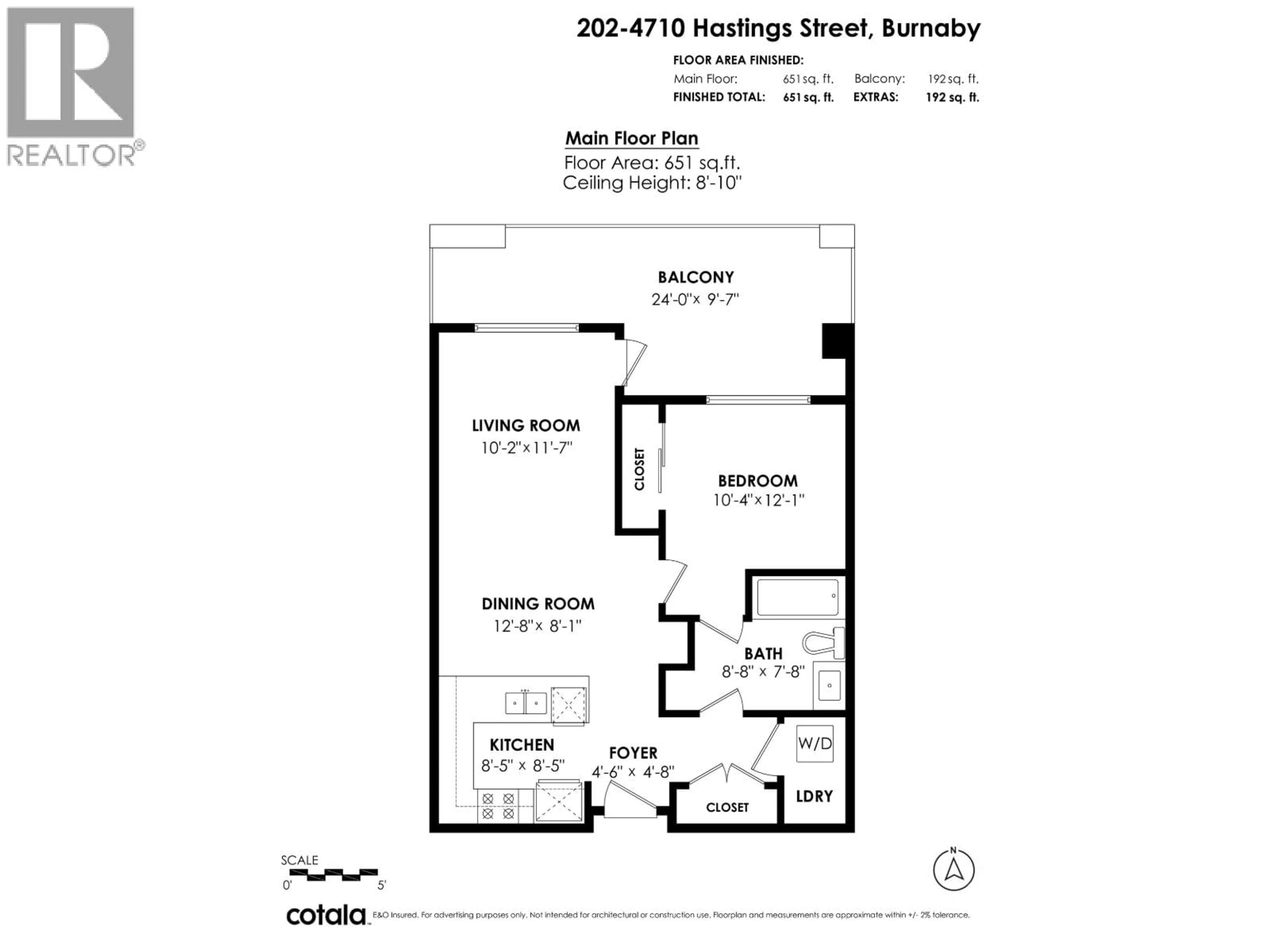 Floor plan for 202 - 4710 HASTINGS STREET, Burnaby British Columbia V5C2K7