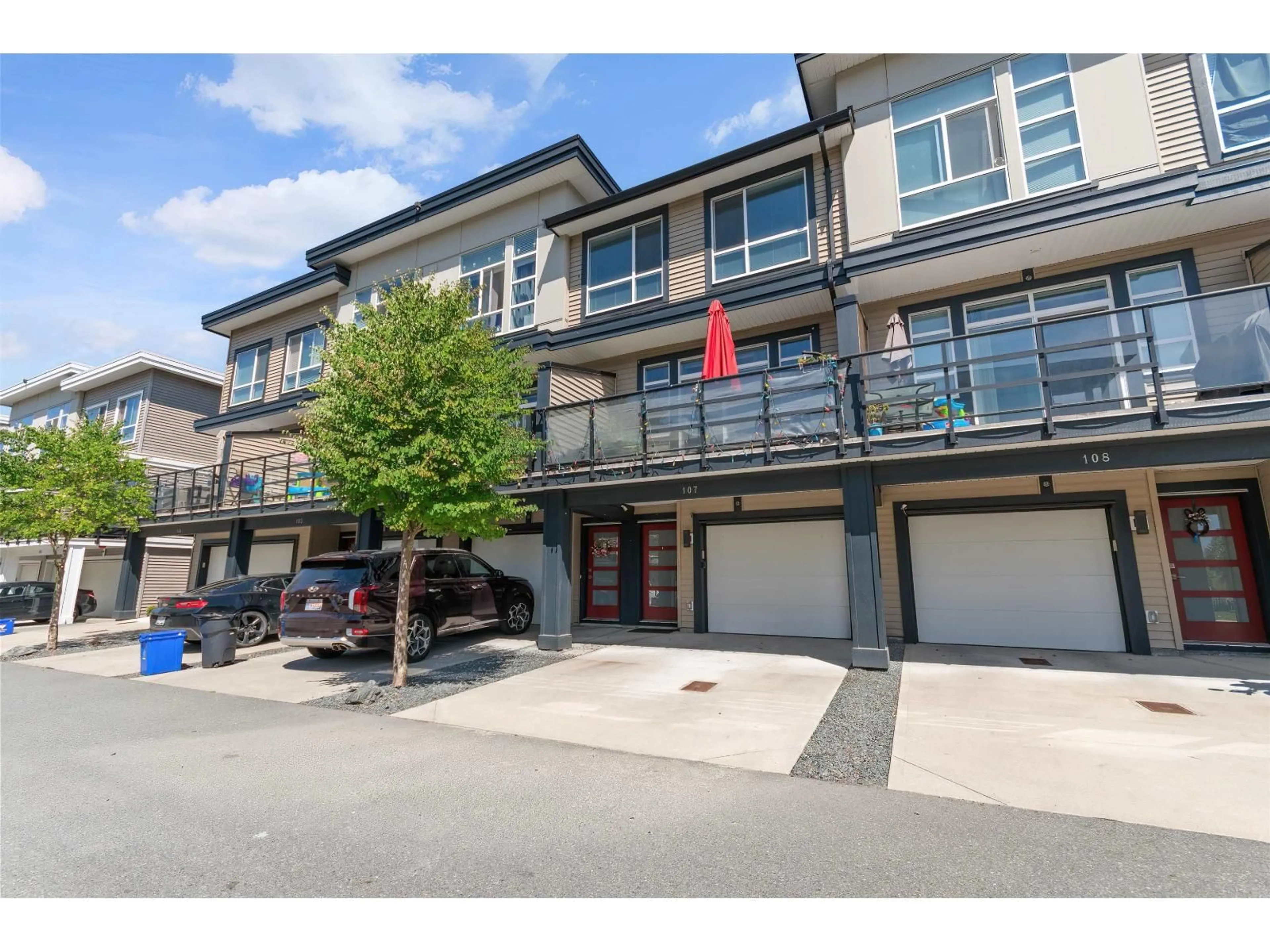 A pic from outside/outdoor area/front of a property/back of a property/a pic from drone, street for 107 - 8413 MIDTOWN WAY, Chilliwack British Columbia V2P0G7