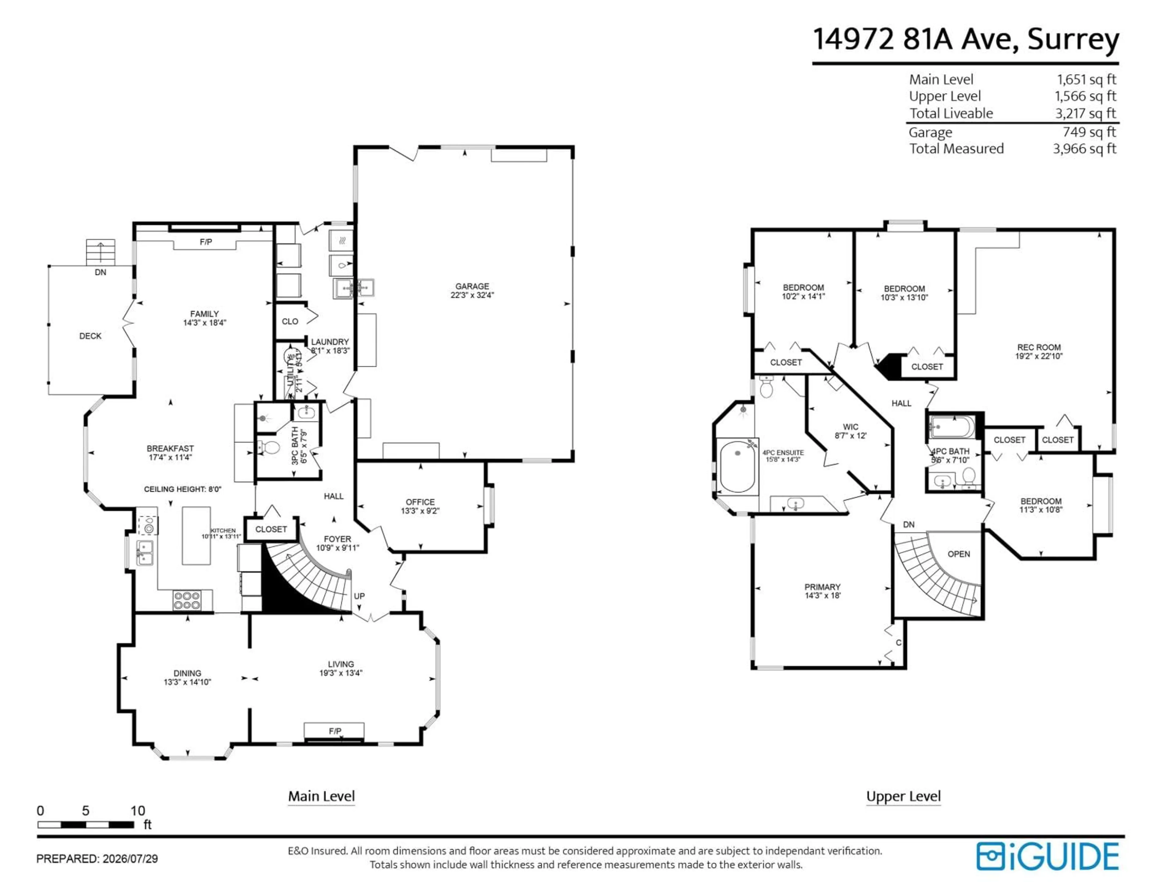 Floor plan for 14972 81A AVENUE, Surrey British Columbia V3S7H4