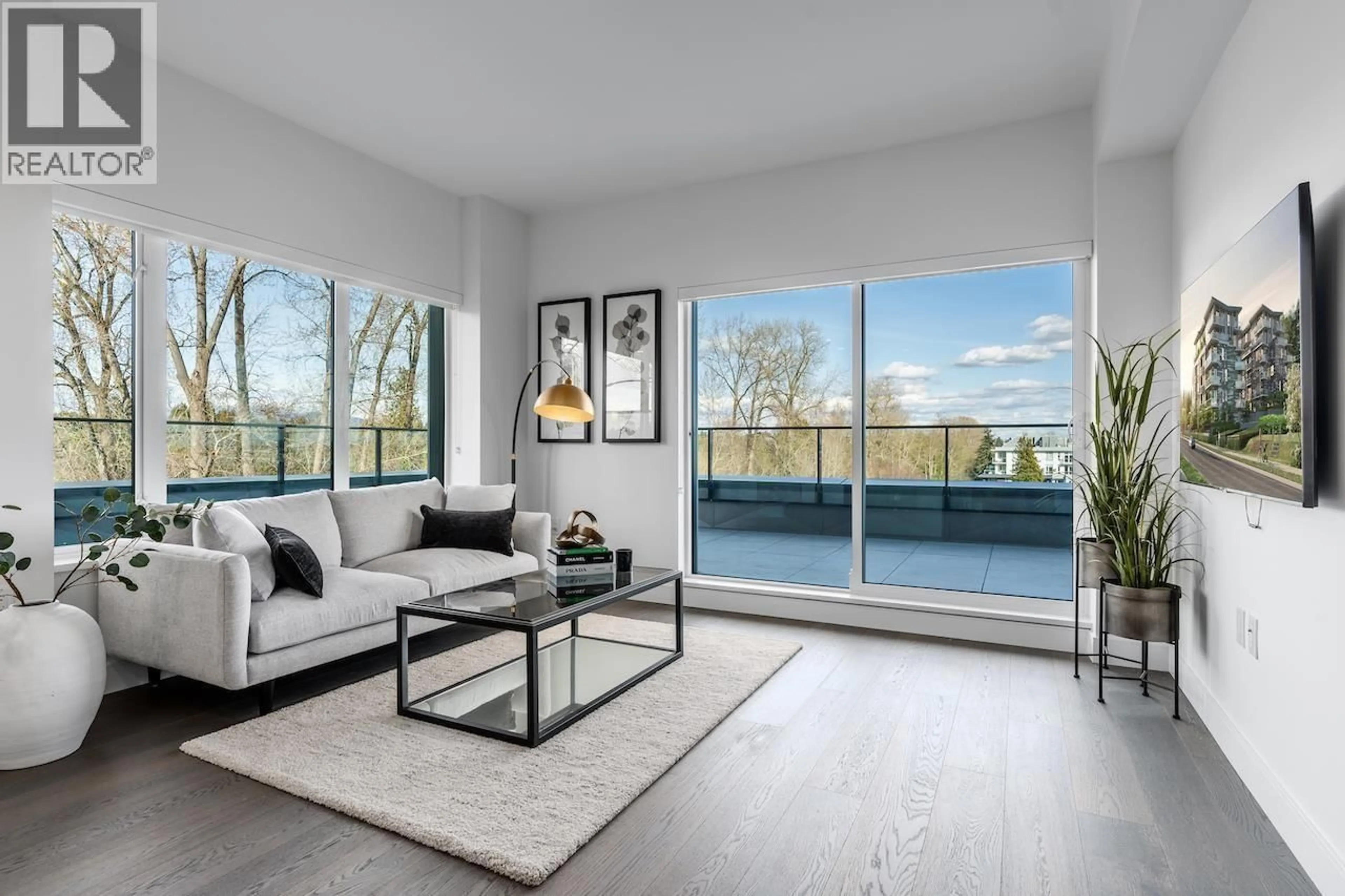 Living room with furniture, wood/laminate floor for 302 - 488 58TH AVENUE, Vancouver British Columbia V5X1V5