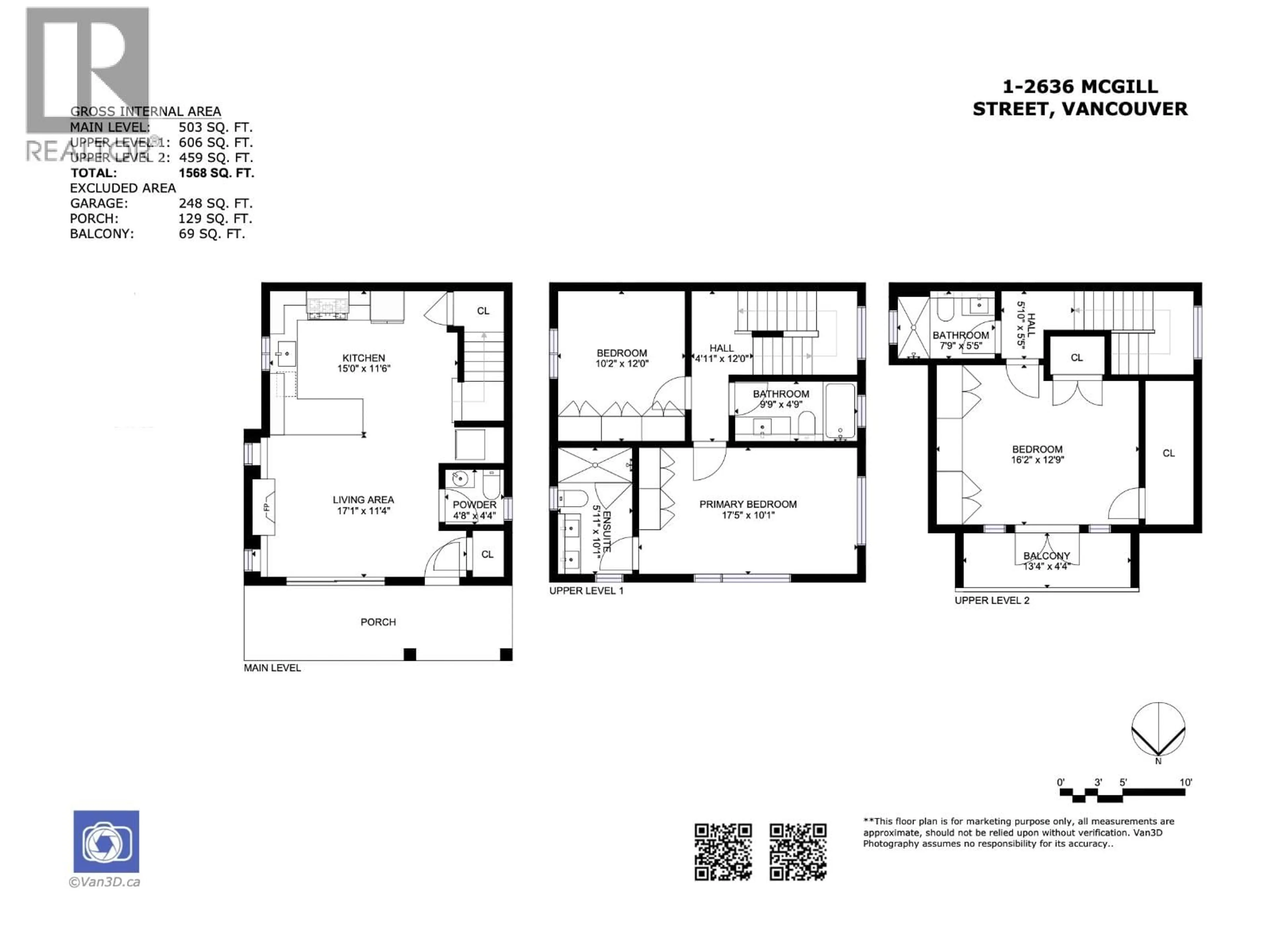 Floor plan for 1 - 2636 MCGILL STREET, Vancouver British Columbia V5K1H3