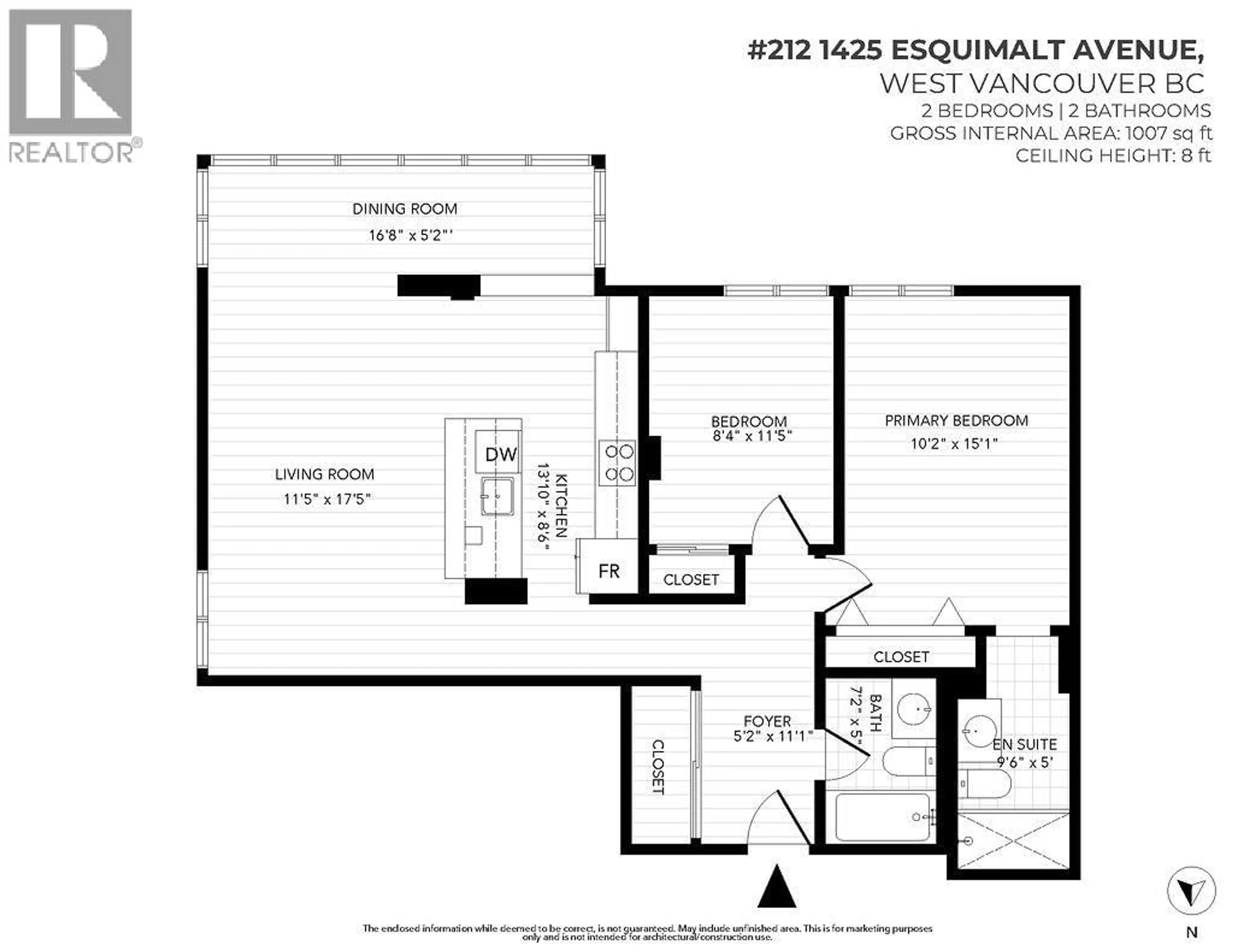 Floor plan for 212 - 1425 ESQUIMALT AVENUE, West Vancouver British Columbia V7T1L1