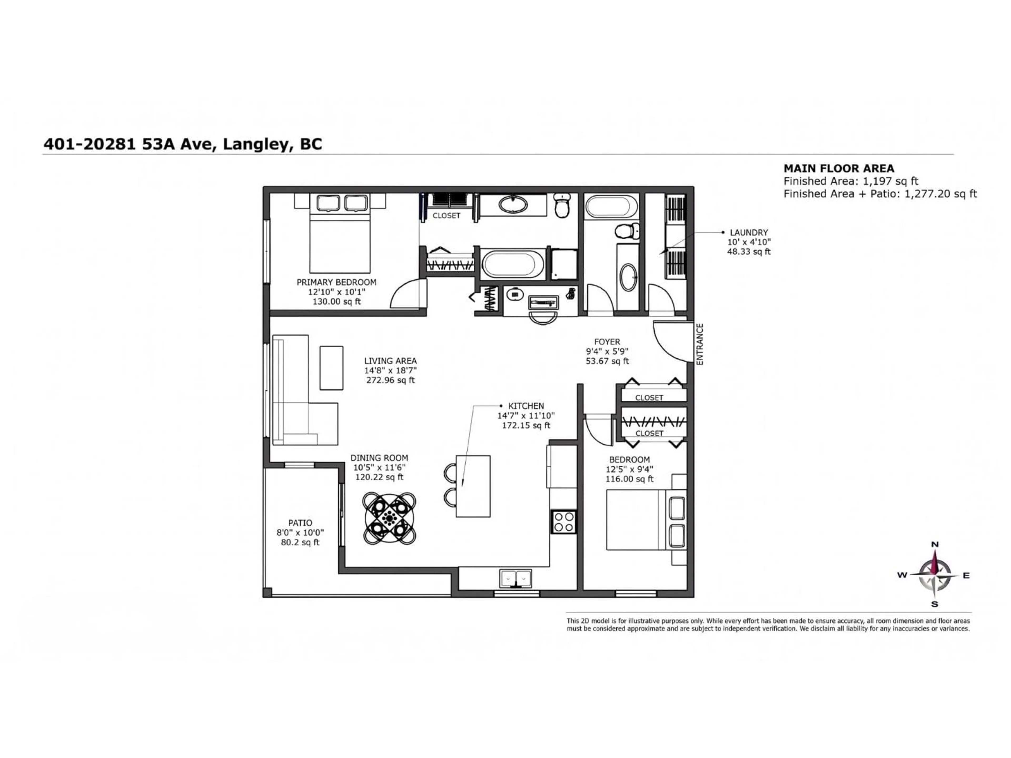 Floor plan for 401 - 20281 53A AVENUE, Langley British Columbia V3A3V6