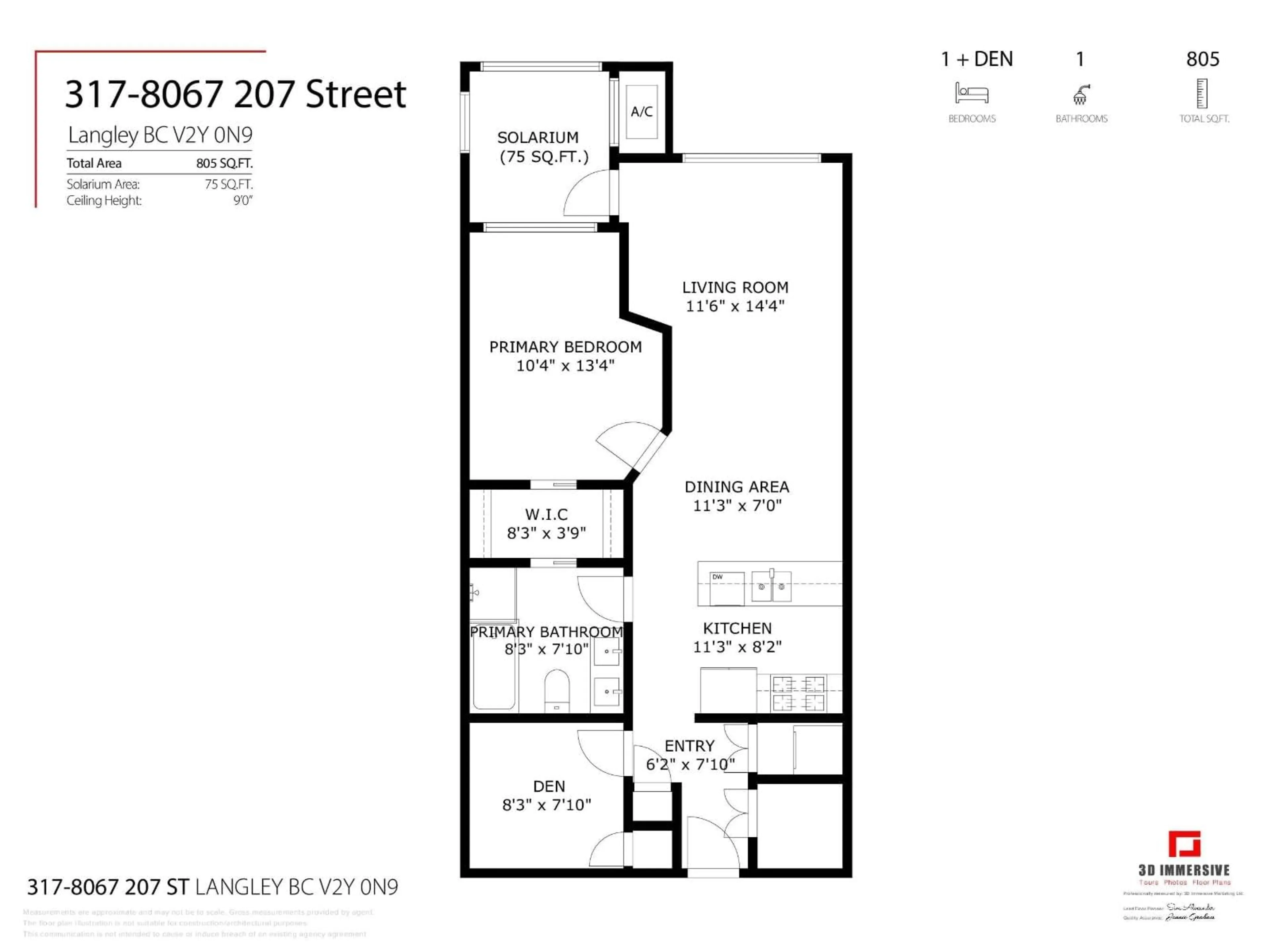 Floor plan for 317 - 8067 207 STREET, Langley British Columbia V2Y0N9