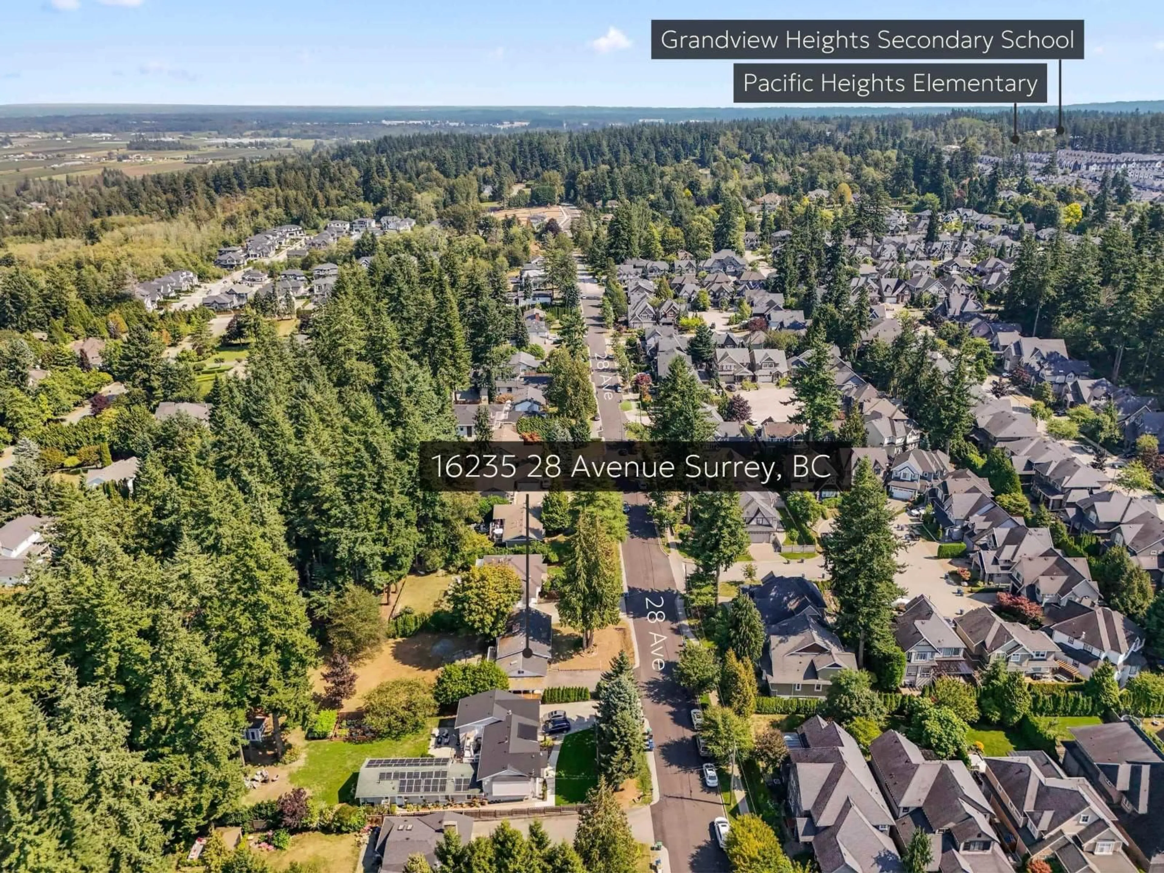 A pic from outside/outdoor area/front of a property/back of a property/a pic from drone, forest/trees view for 16235 28 AVENUE, Surrey British Columbia V3Z0E4