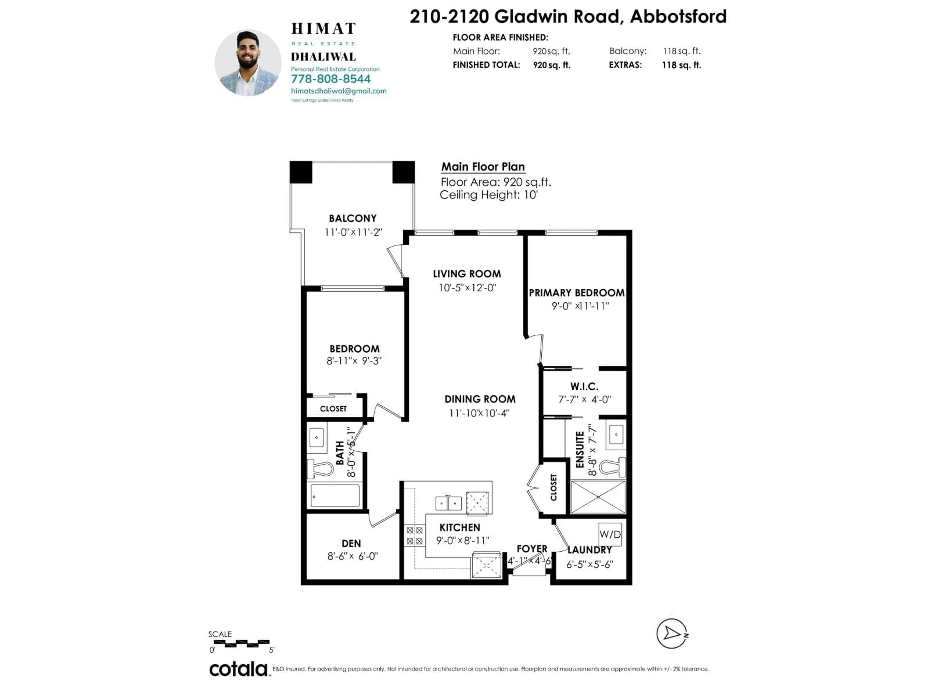 Floor plan for 210 - 2120 GLADWIN ROAD, Abbotsford British Columbia V2S0L7