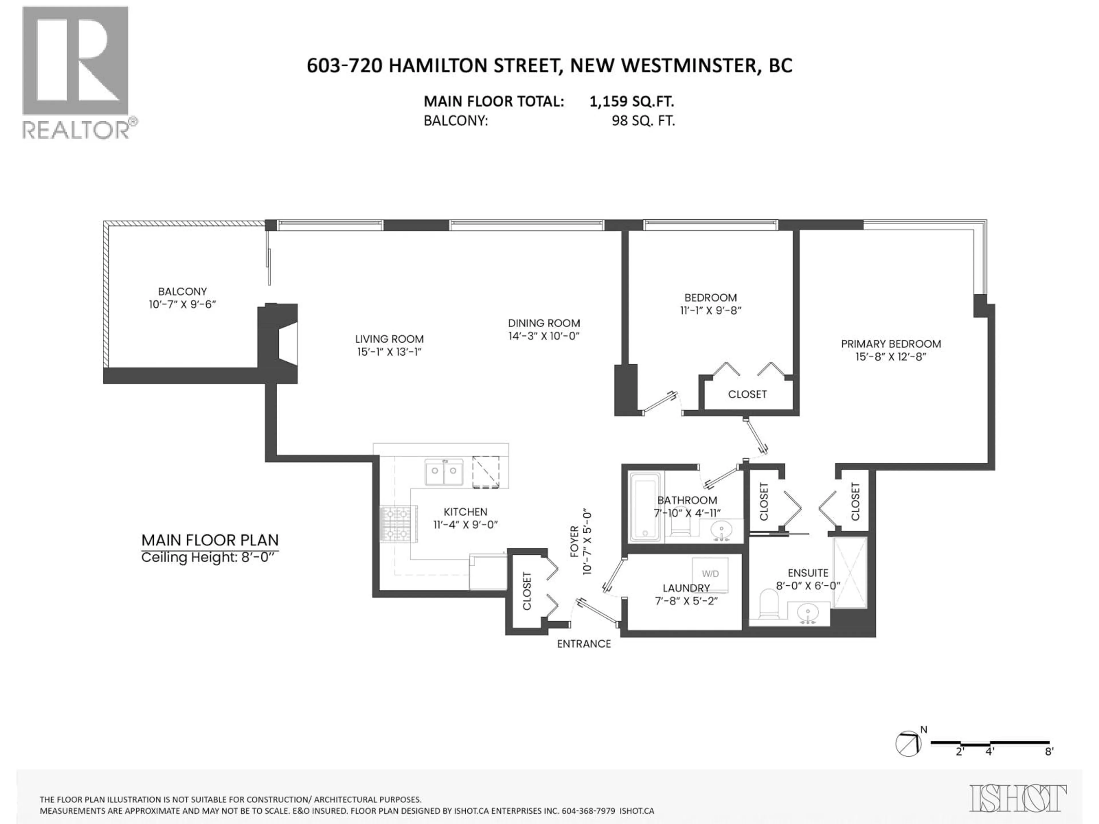 Floor plan for 603 - 720 HAMILTON STREET, New Westminster British Columbia V3M7A6