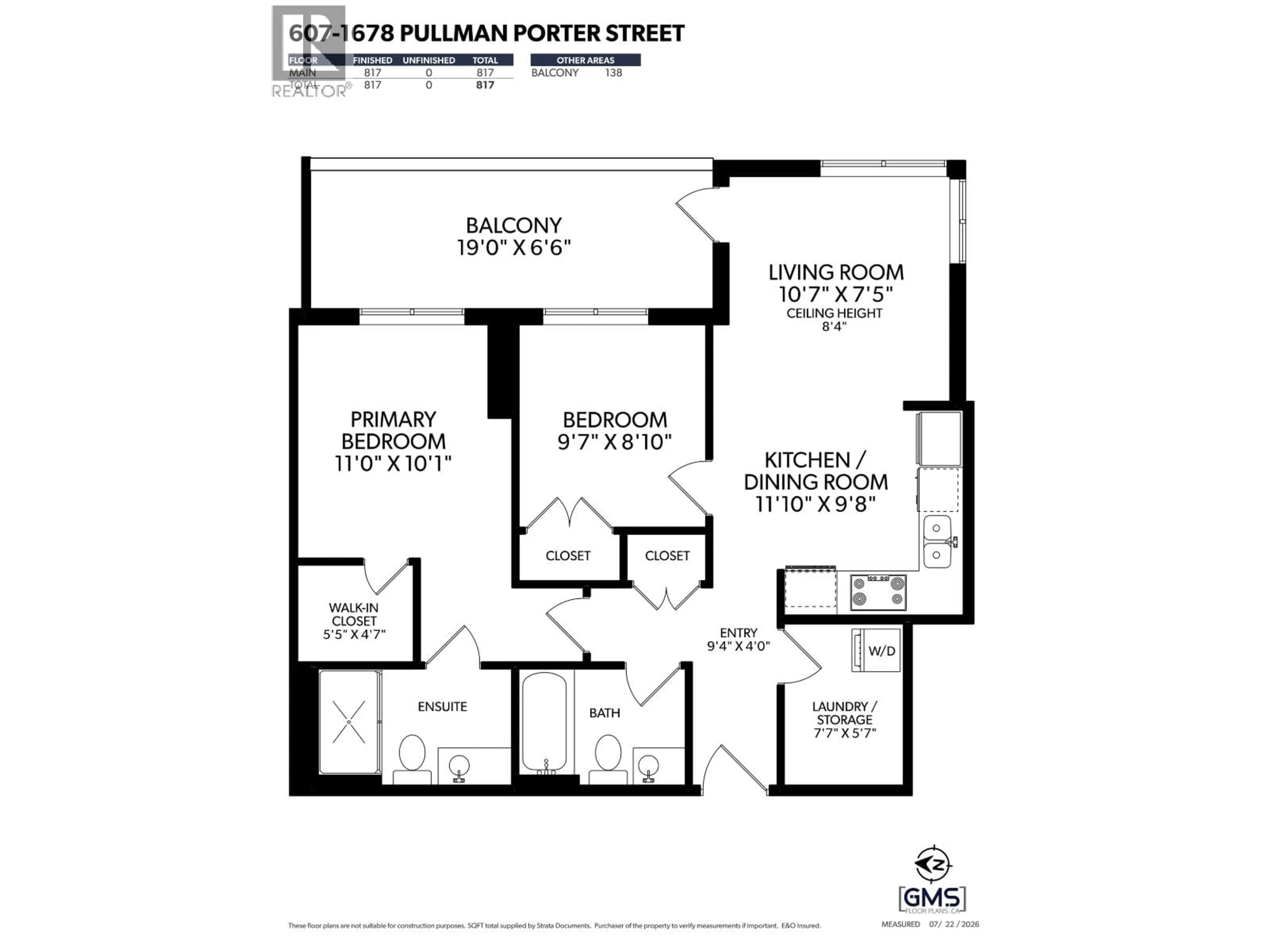 Floor plan for 607 - 1678 PULLMAN PORTER STREET, Vancouver British Columbia V6A0H4
