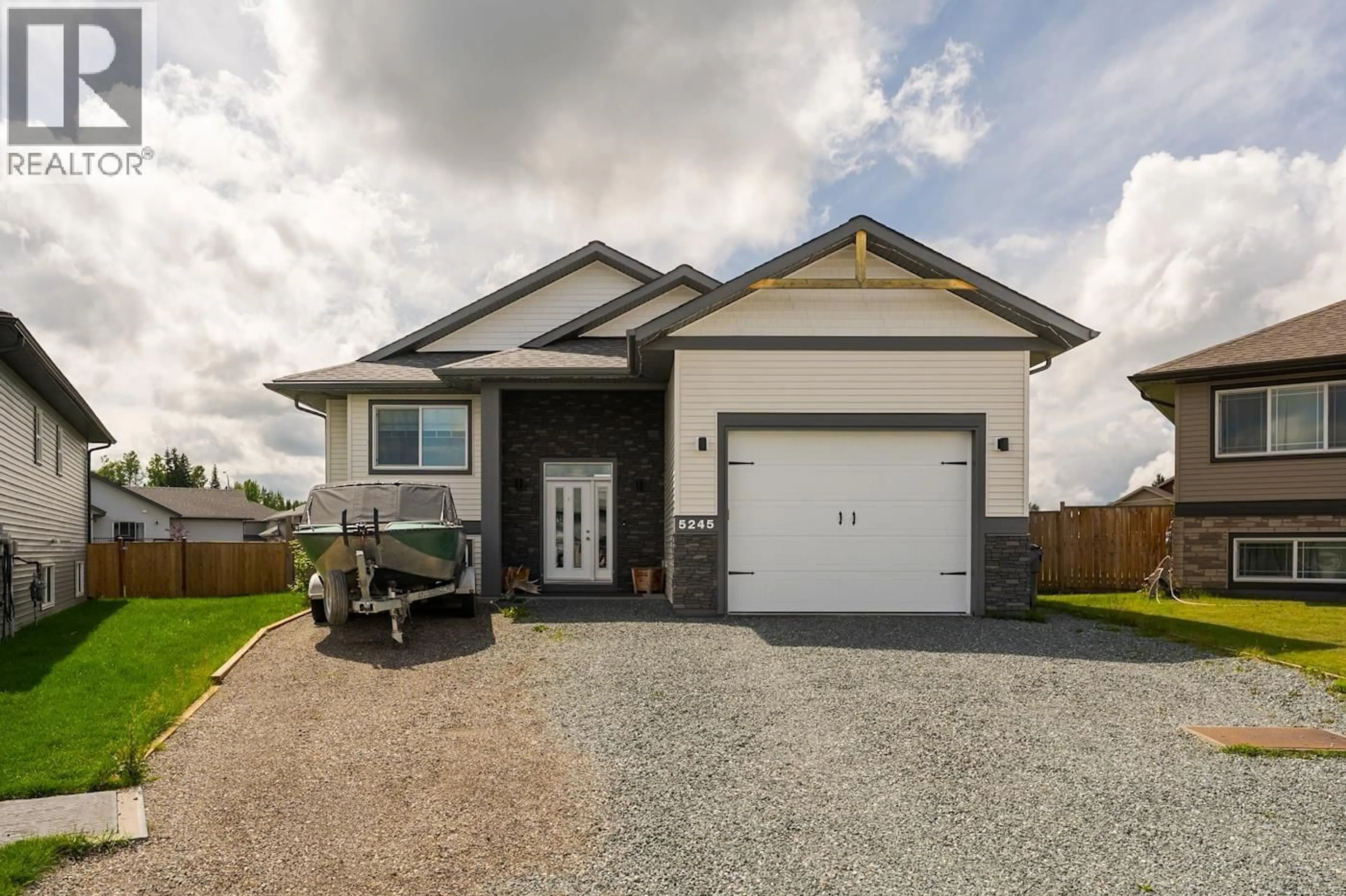 Home with vinyl exterior material, street for 5245 GABLE PLACE, Prince George British Columbia V2K5A6