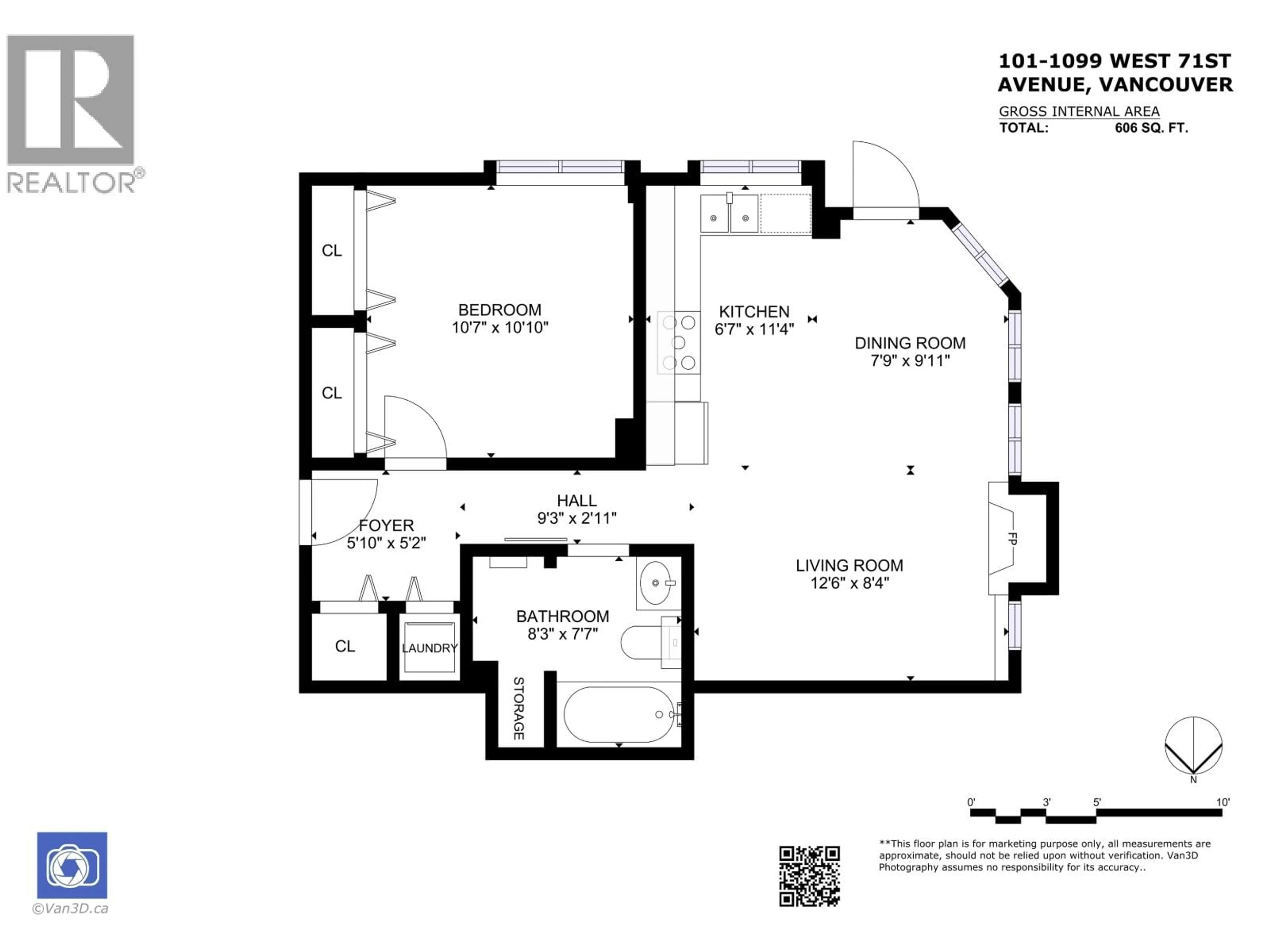 Floor plan for 101 - 1099 71ST AVENUE, Vancouver British Columbia V6P6Y5