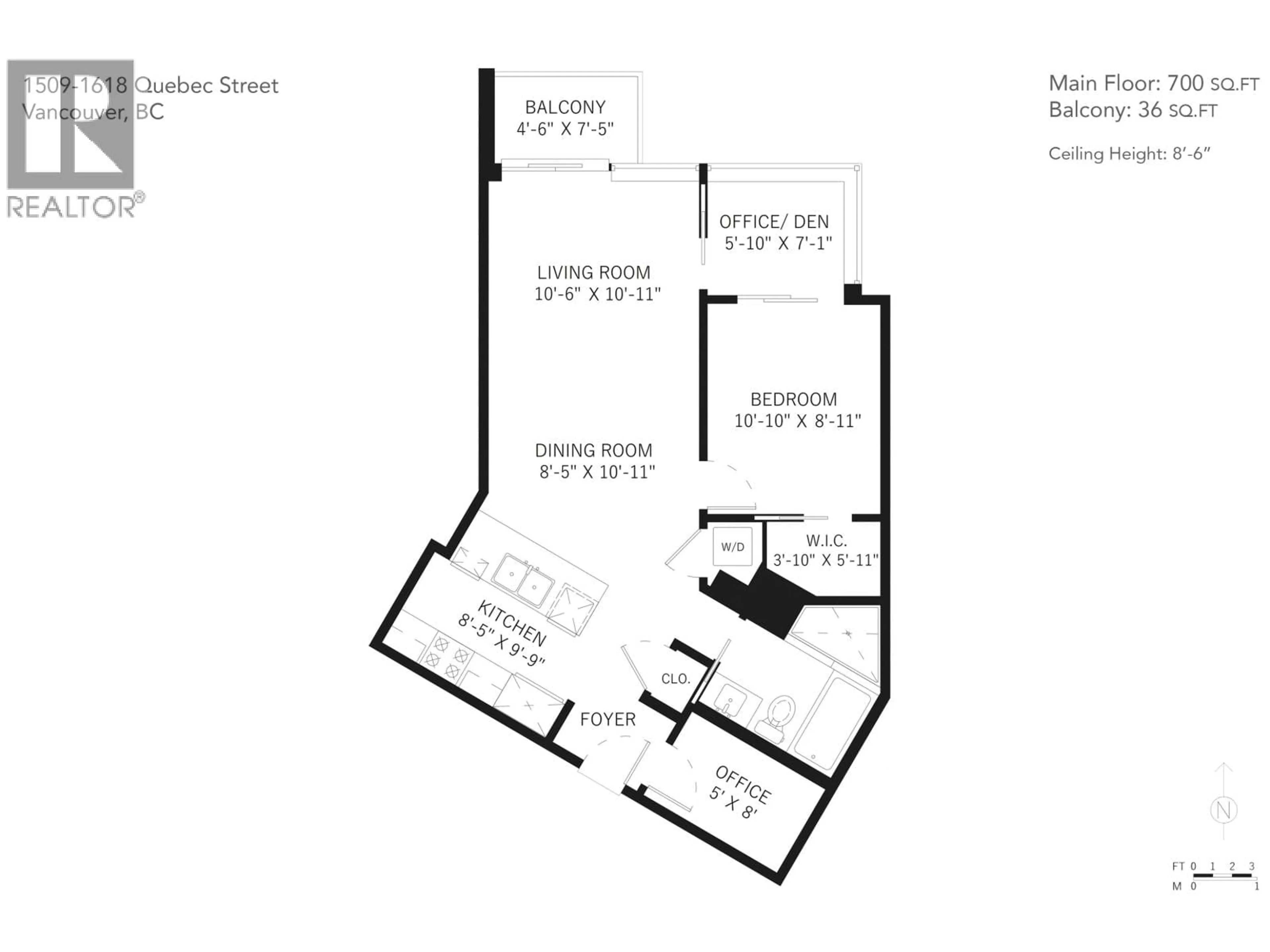 Floor plan for 1509 - 1618 QUEBEC STREET, Vancouver British Columbia V6A0C5