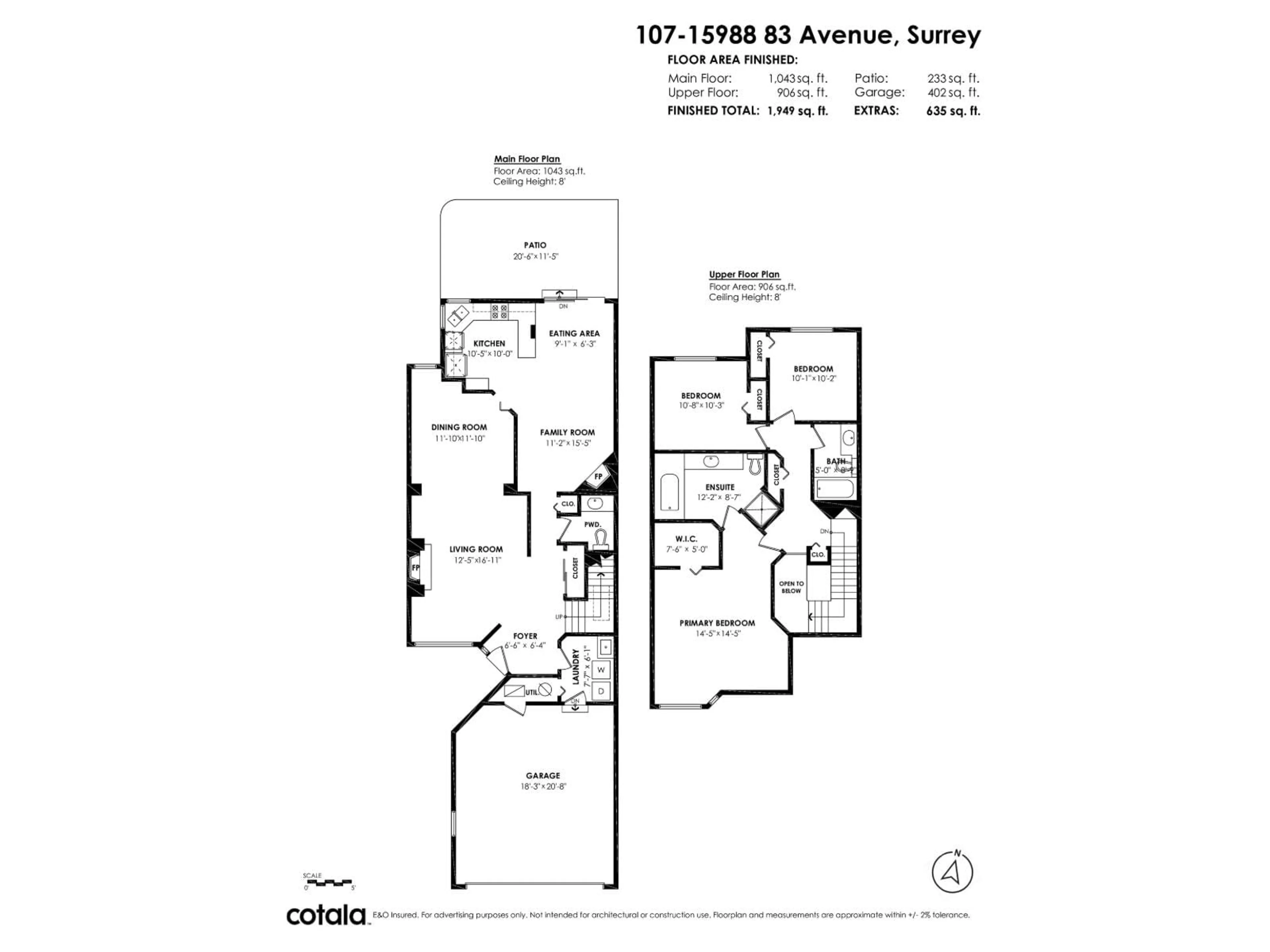 Floor plan for 107 - 15988 83 AVENUE, Surrey British Columbia V4N0P9