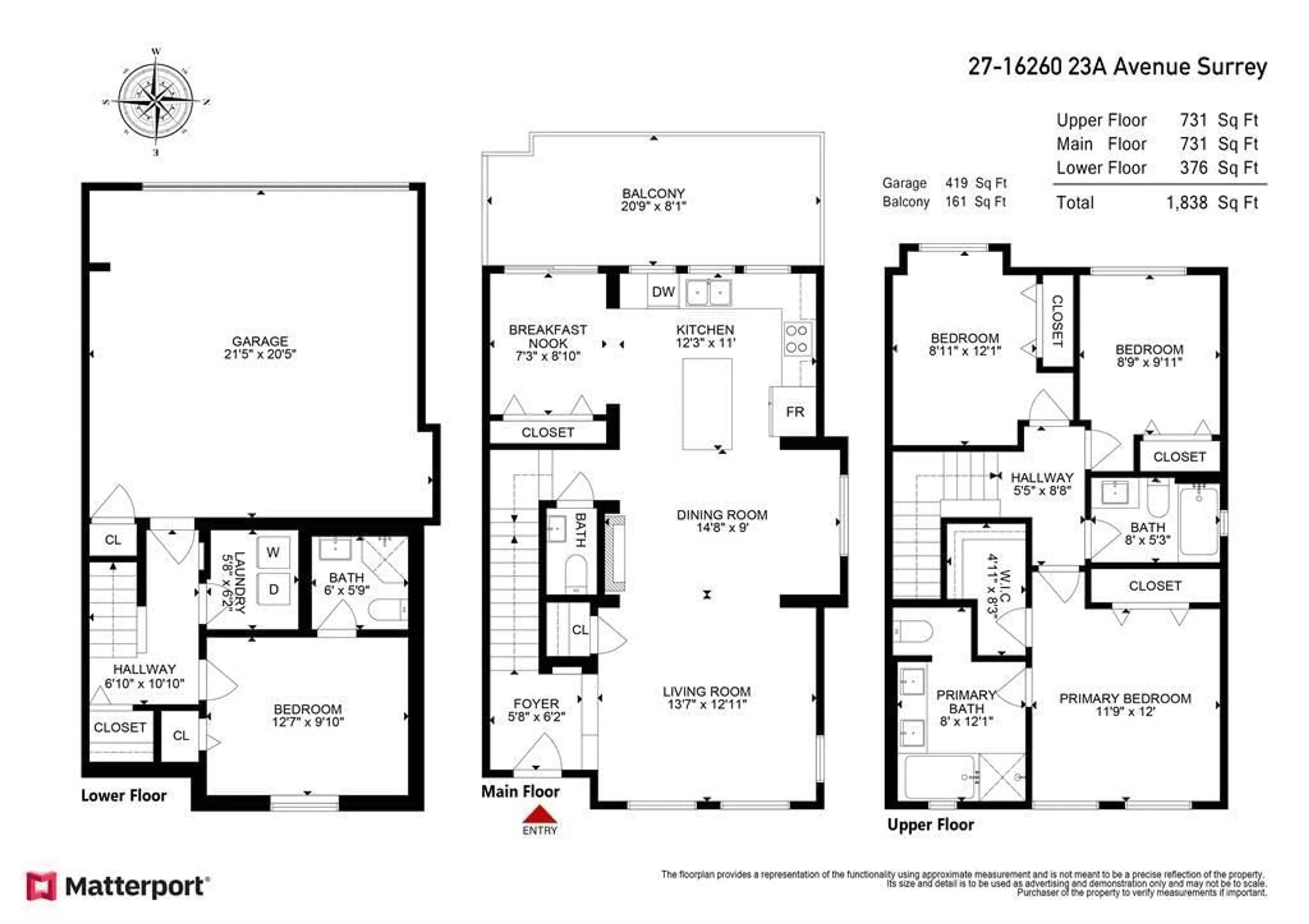 Floor plan for 27 - 16260 23A AVENUE, Surrey British Columbia V3Z0P7
