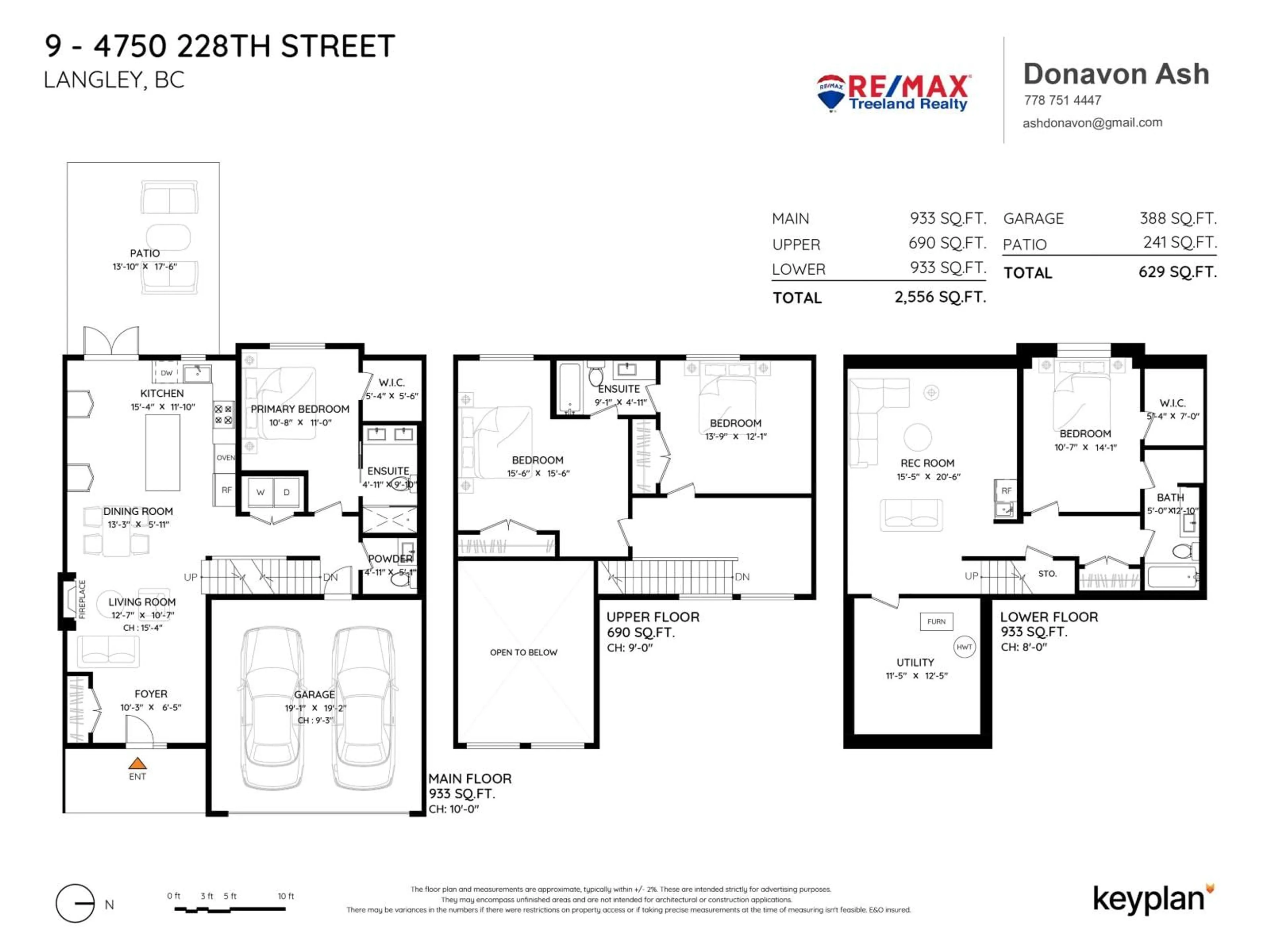 Floor plan for 9 - 4750 228 STREET, Langley British Columbia V2Z0A9