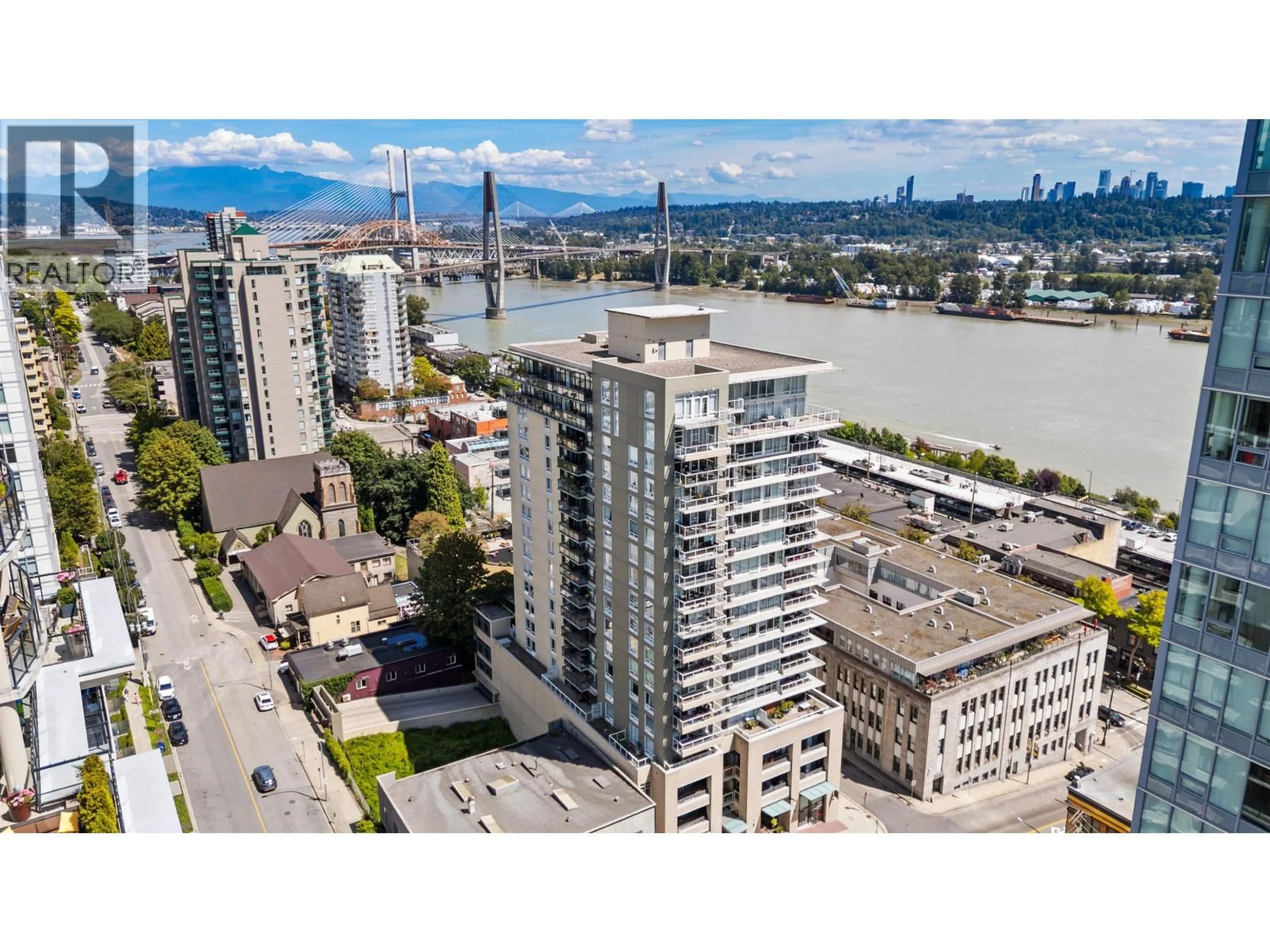 A pic from outside/outdoor area/front of a property/back of a property/a pic from drone, city buildings view from balcony for 1408 - 39 SIXTH STREET, New Westminster British Columbia V3L0B3